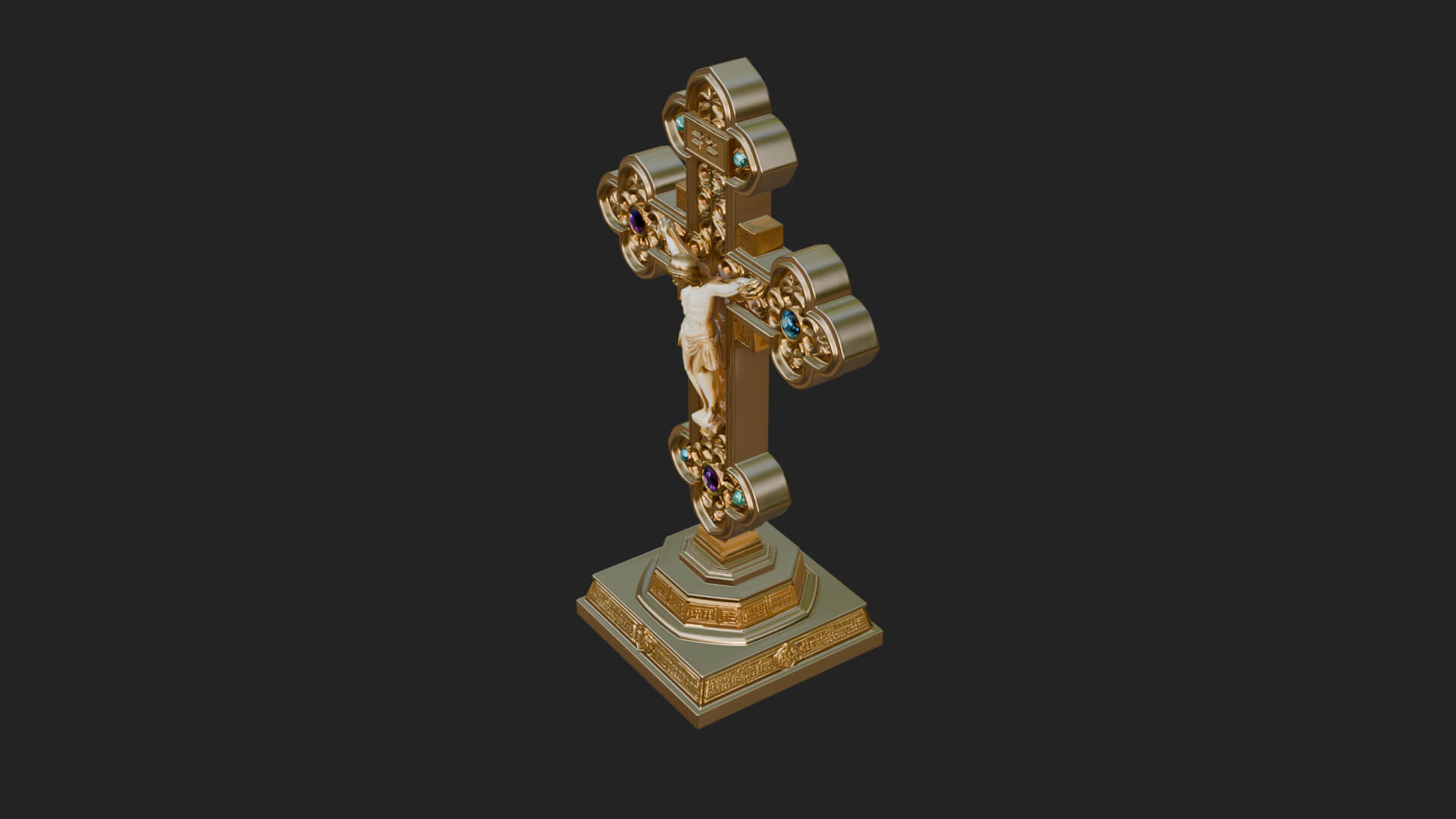Gemmed Crucifix Cross Model Design 36 3D Print Model 3D Model