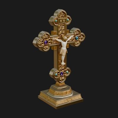 Gemmed Crucifix Cross Model Design 36 3D Print Model