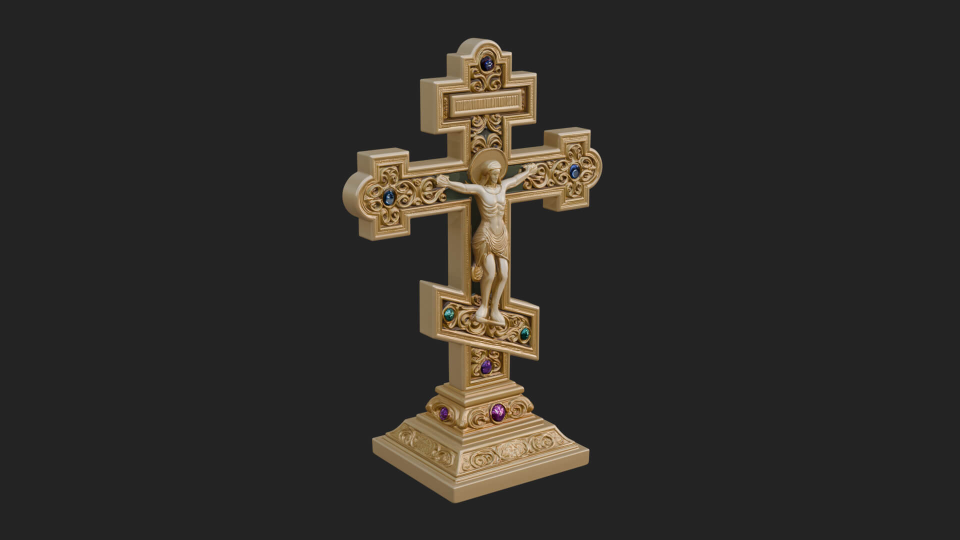 Gemmed Crucifix Cross Model Design 37 3D Print Model 3D Model