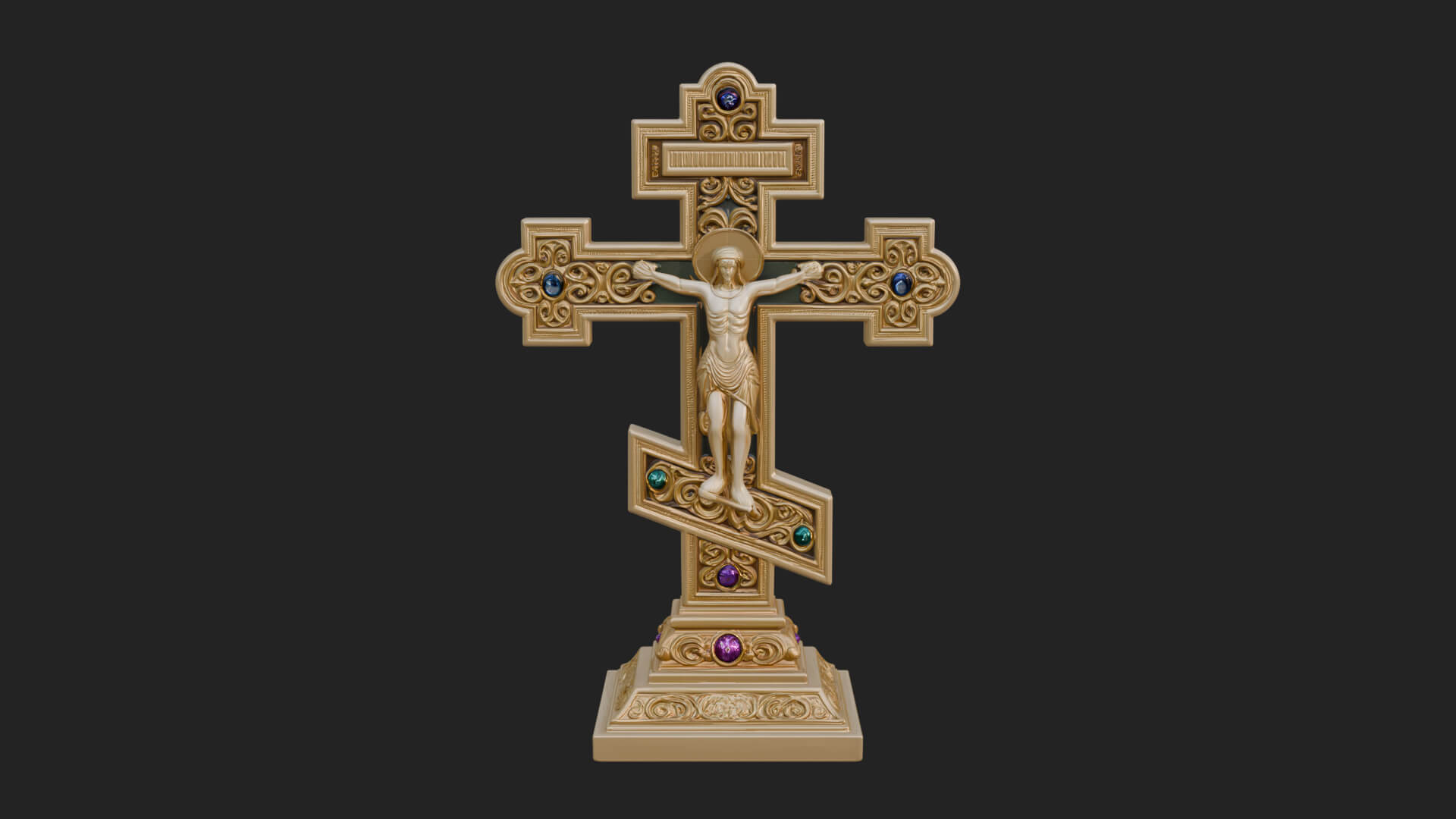 Gemmed Crucifix Cross Model Design 37 3D Print Model 3D Model