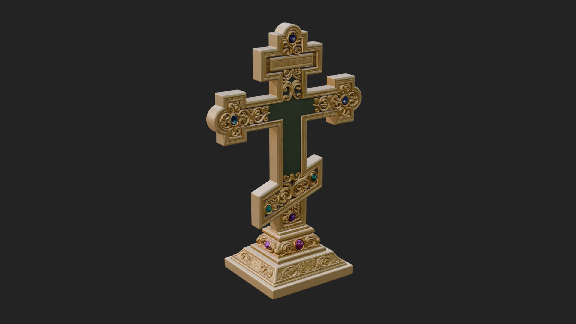 Gemmed Crucifix Cross Model Design 37 3D Print Model 3D Model
