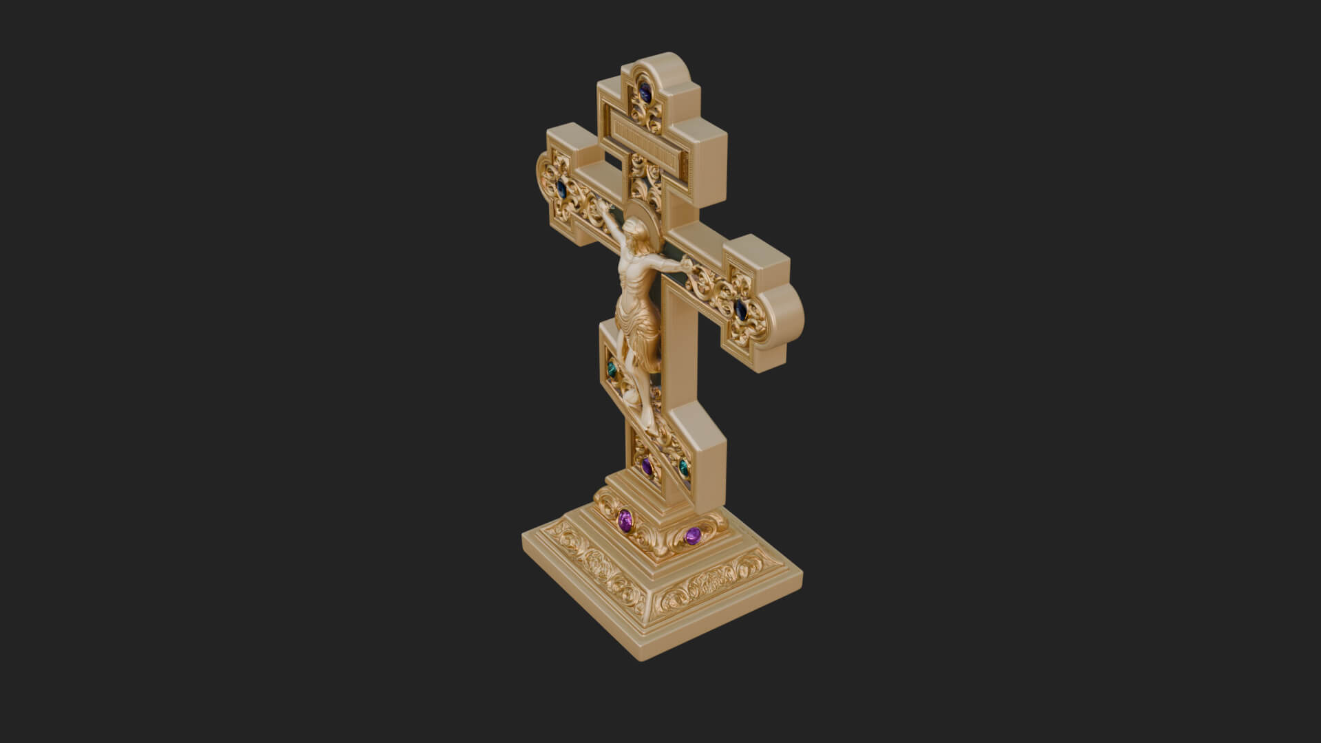 Gemmed Crucifix Cross Model Design 37 3D Print Model 3D Model