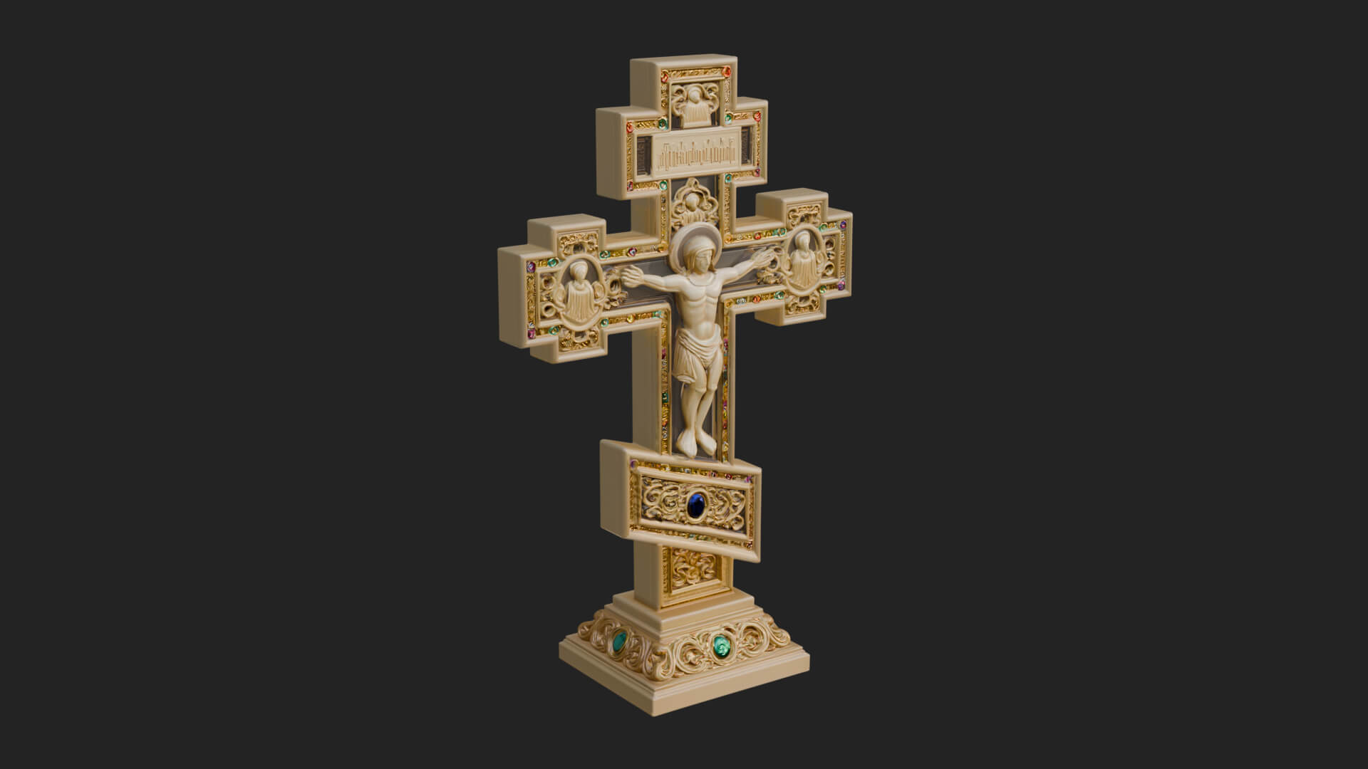 Gemmed Crucifix Cross Model Design 38 3D Print Model 3D Model