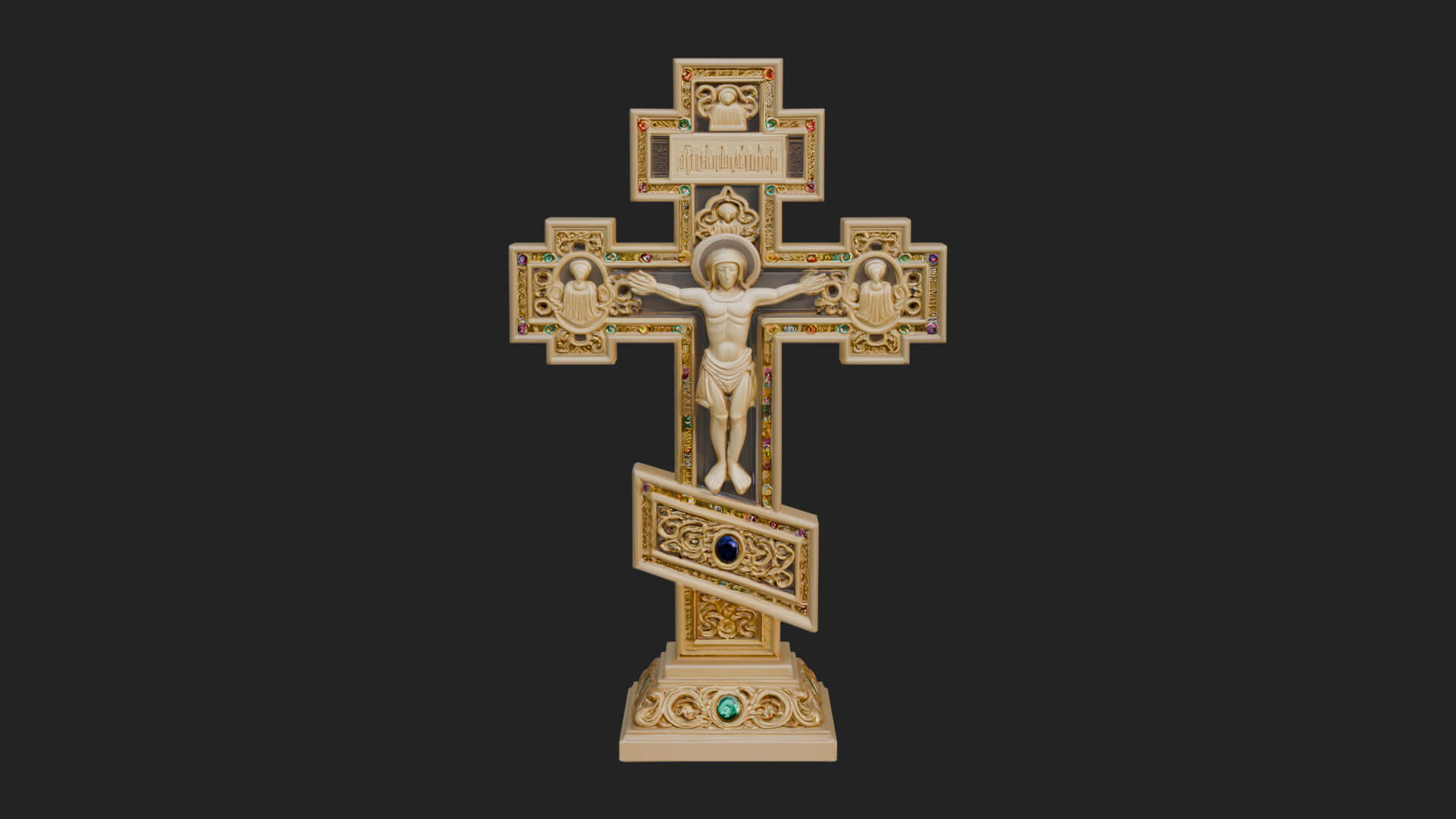 Gemmed Crucifix Cross Model Design 38 3D Print Model 3D Model