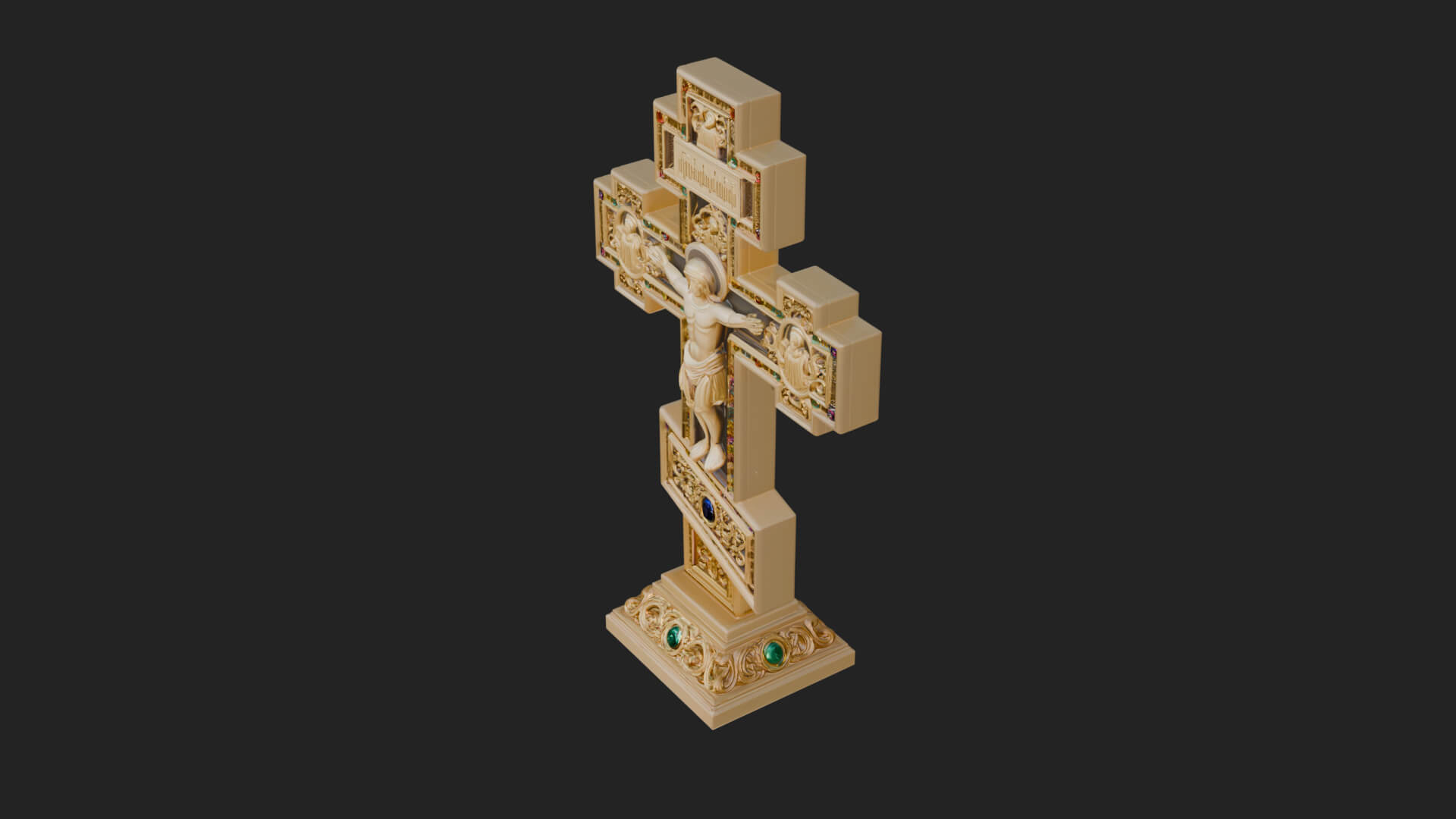 Gemmed Crucifix Cross Model Design 38 3D Print Model 3D Model