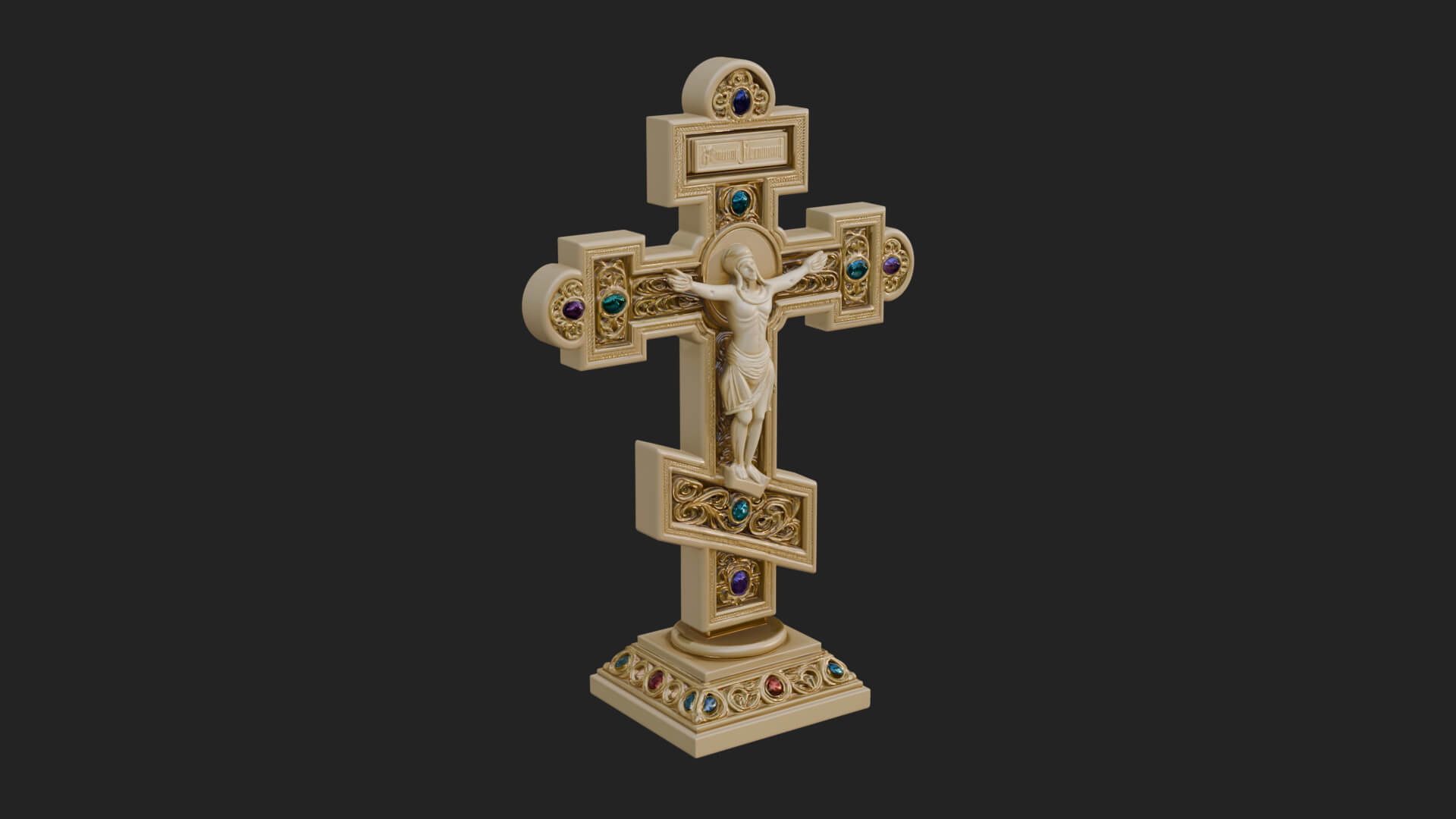 Gemmed Crucifix Cross Model Design 39 3D Print Model 3D Model