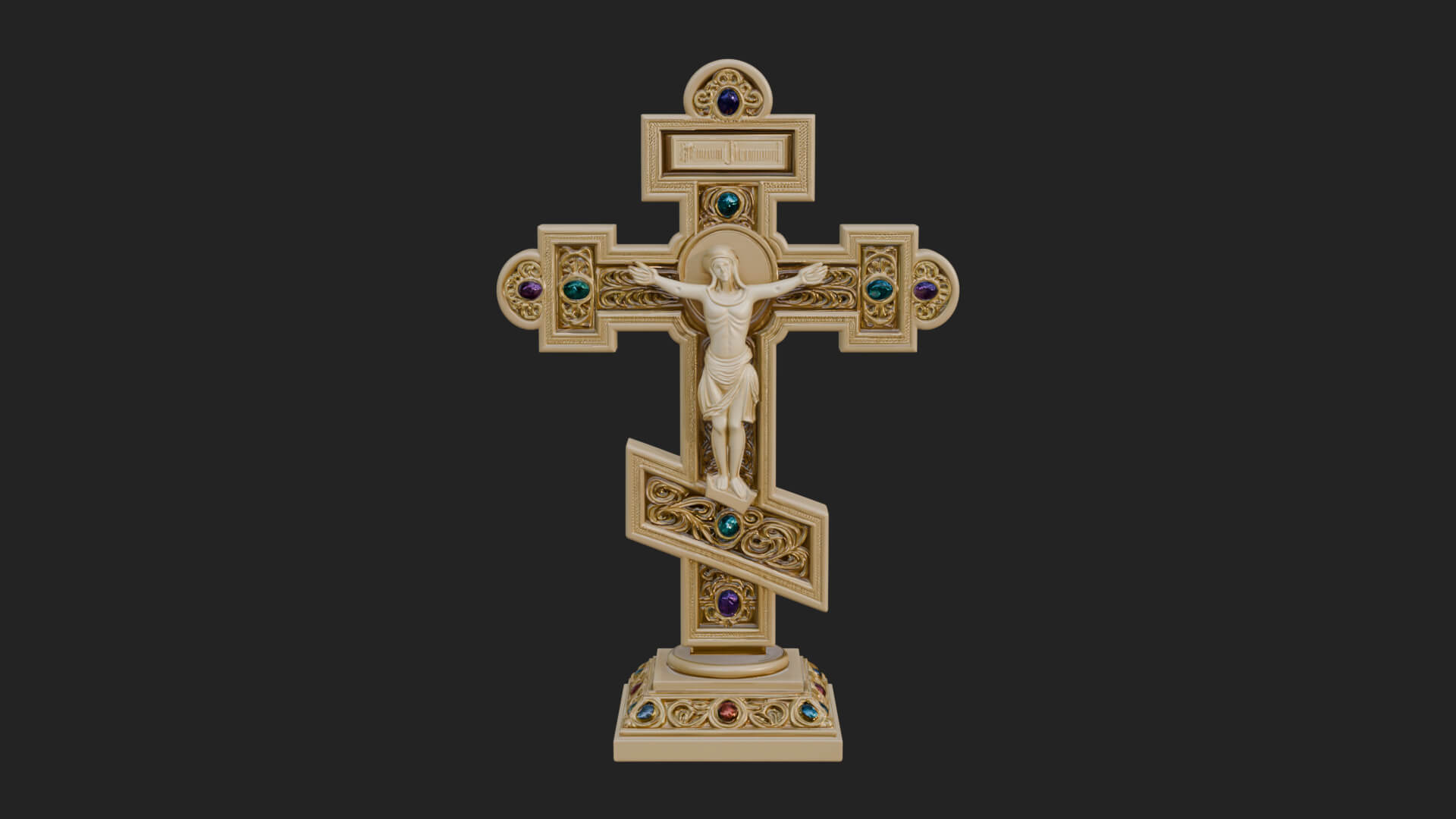 Gemmed Crucifix Cross Model Design 39 3D Print Model 3D Model