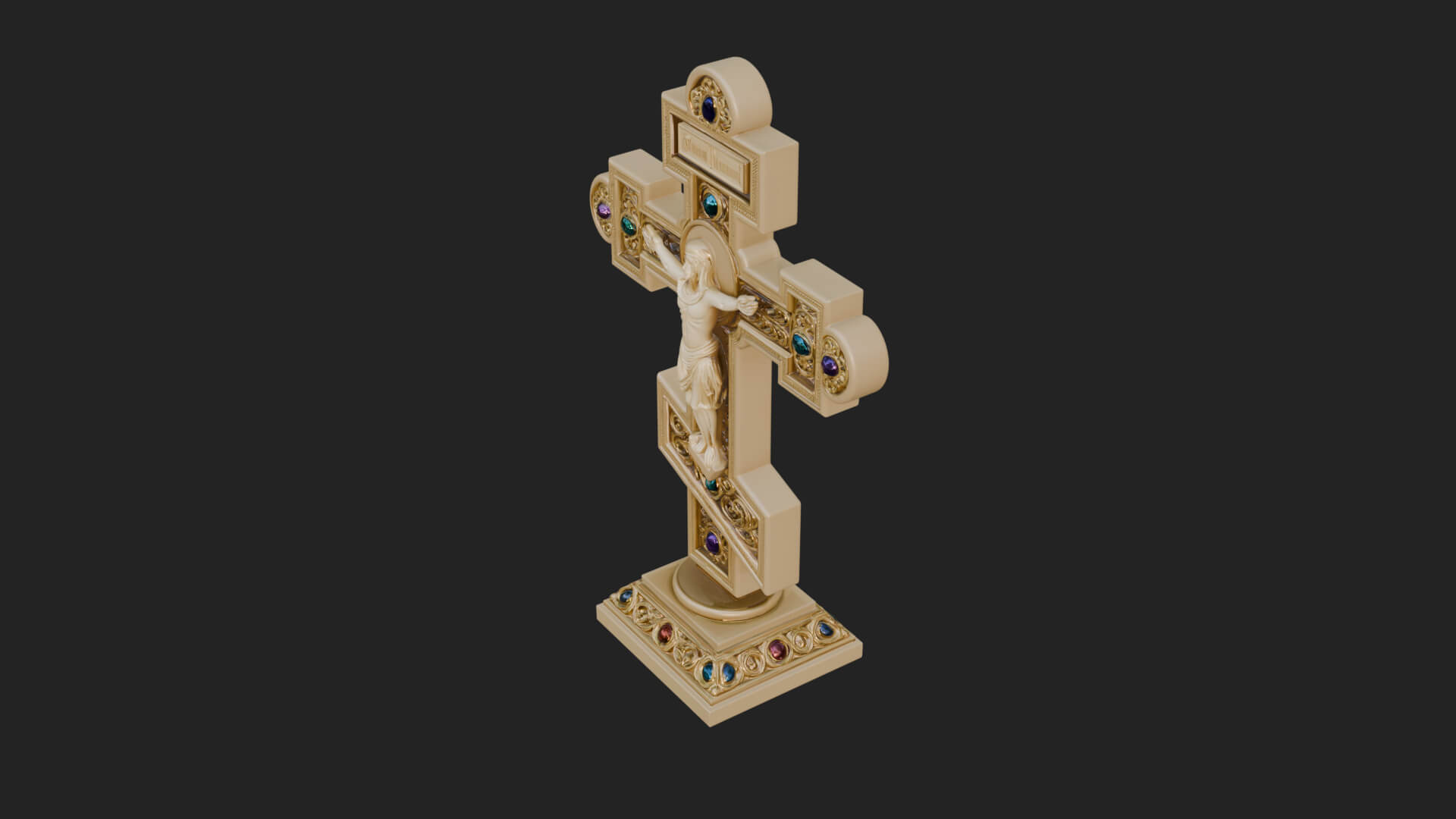 Gemmed Crucifix Cross Model Design 39 3D Print Model 3D Model