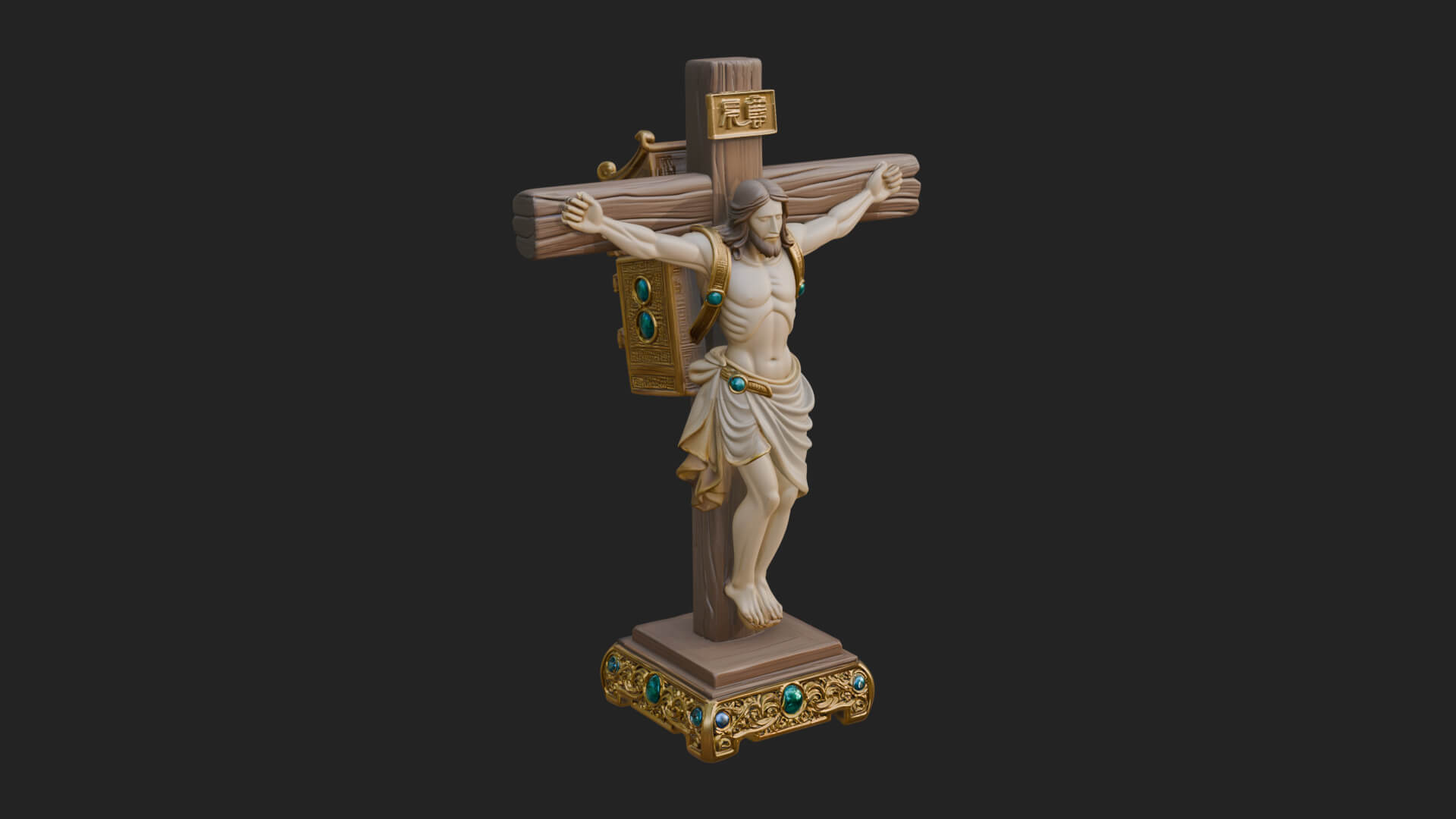 Gemmed Crucifix Cross Model Design 4 3D Print Model 3D Model