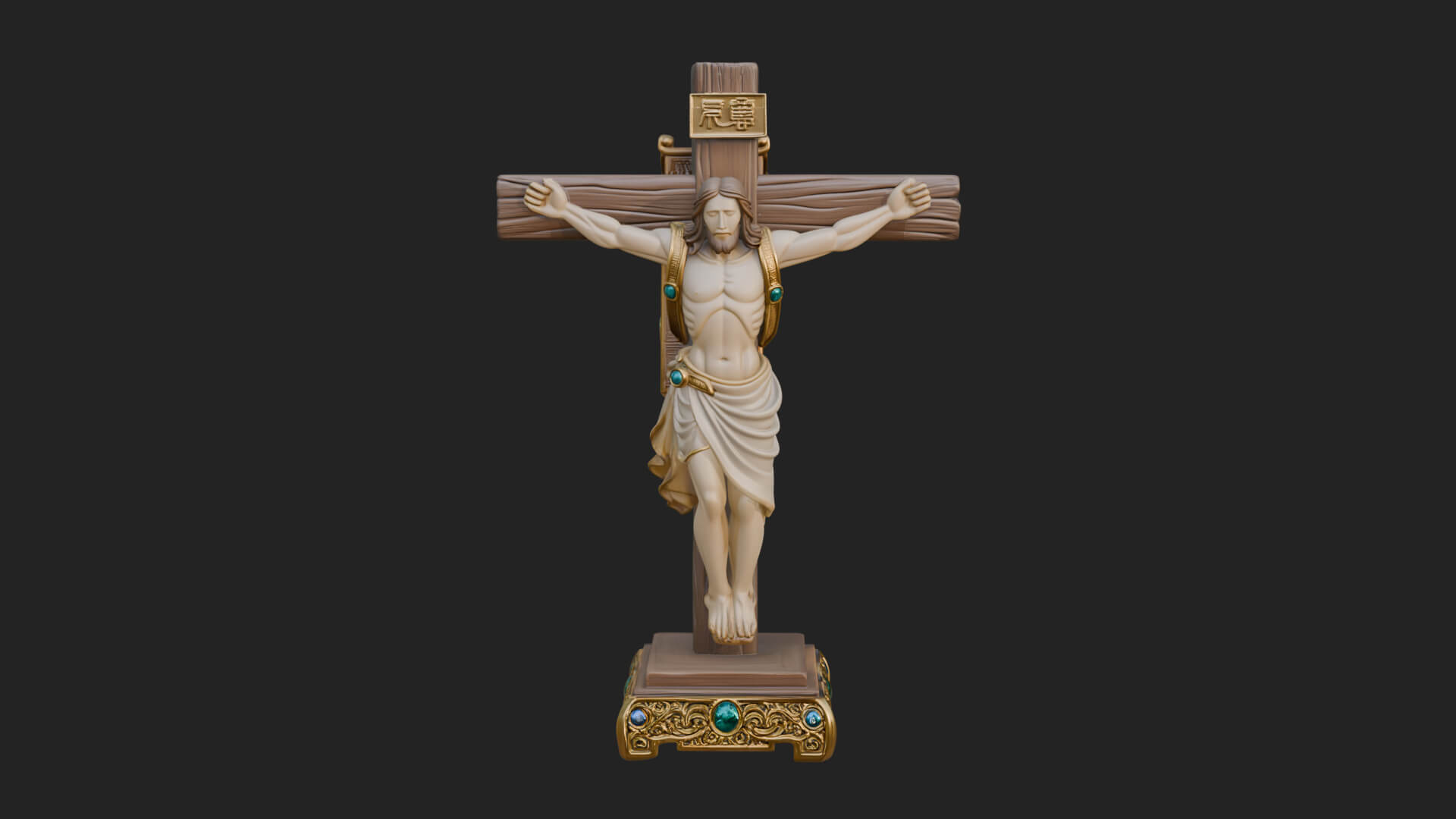 Gemmed Crucifix Cross Model Design 4 3D Print Model 3D Model