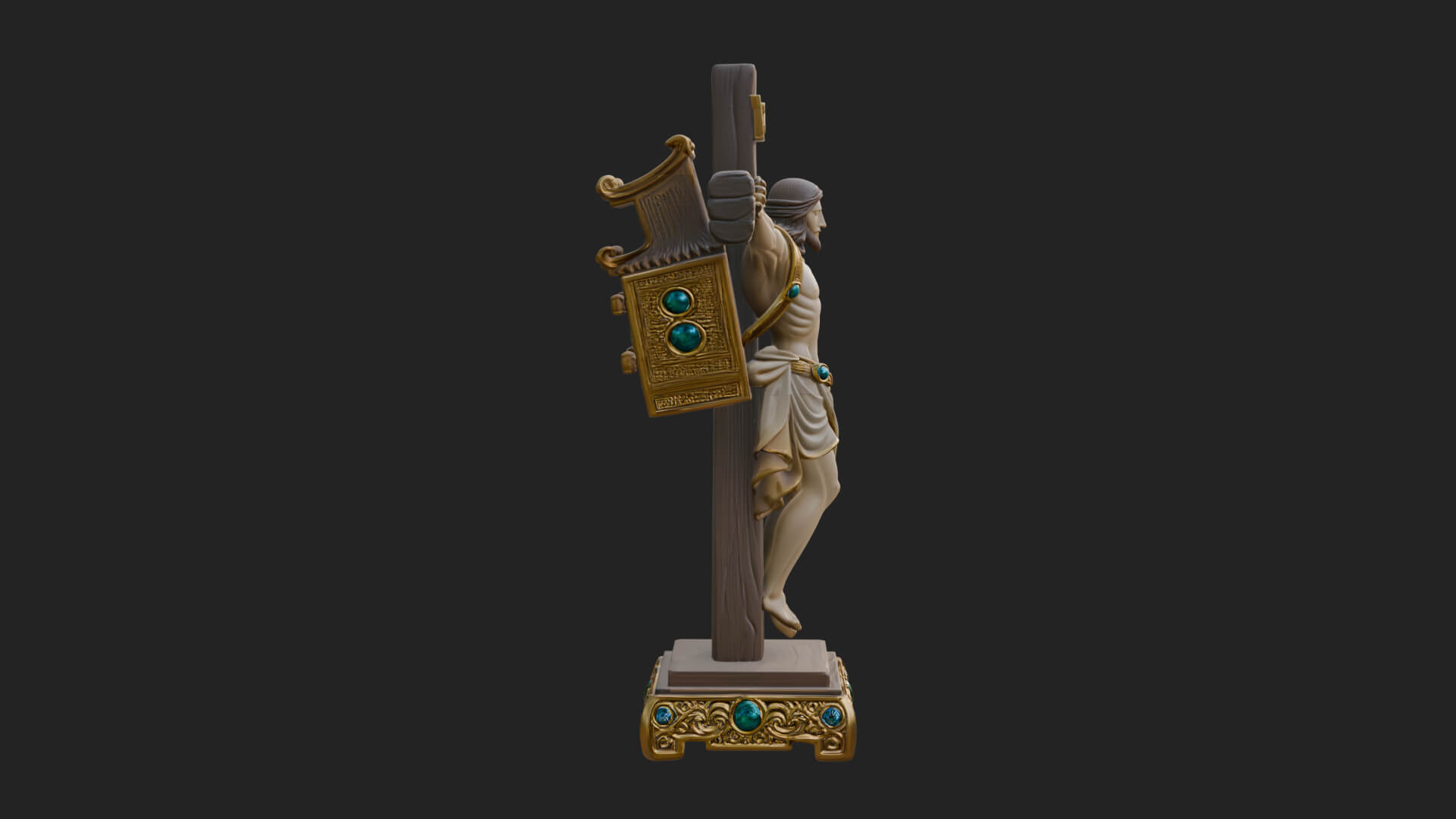 Gemmed Crucifix Cross Model Design 4 3D Print Model 3D Model