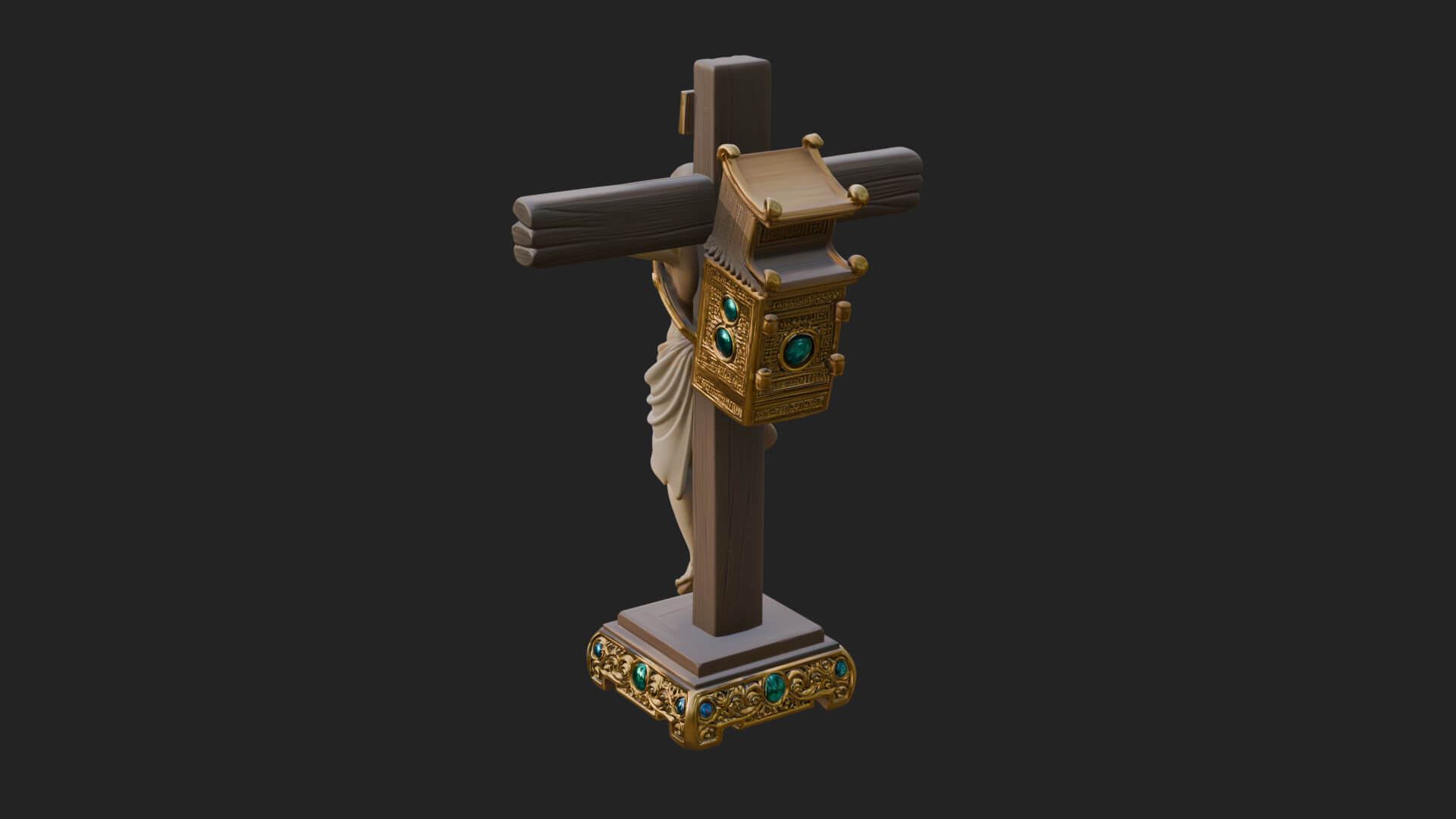Gemmed Crucifix Cross Model Design 4 3D Print Model 3D Model