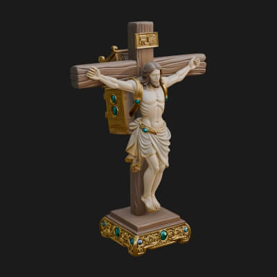 Gemmed Crucifix Cross Model Design 4 3D Print Model