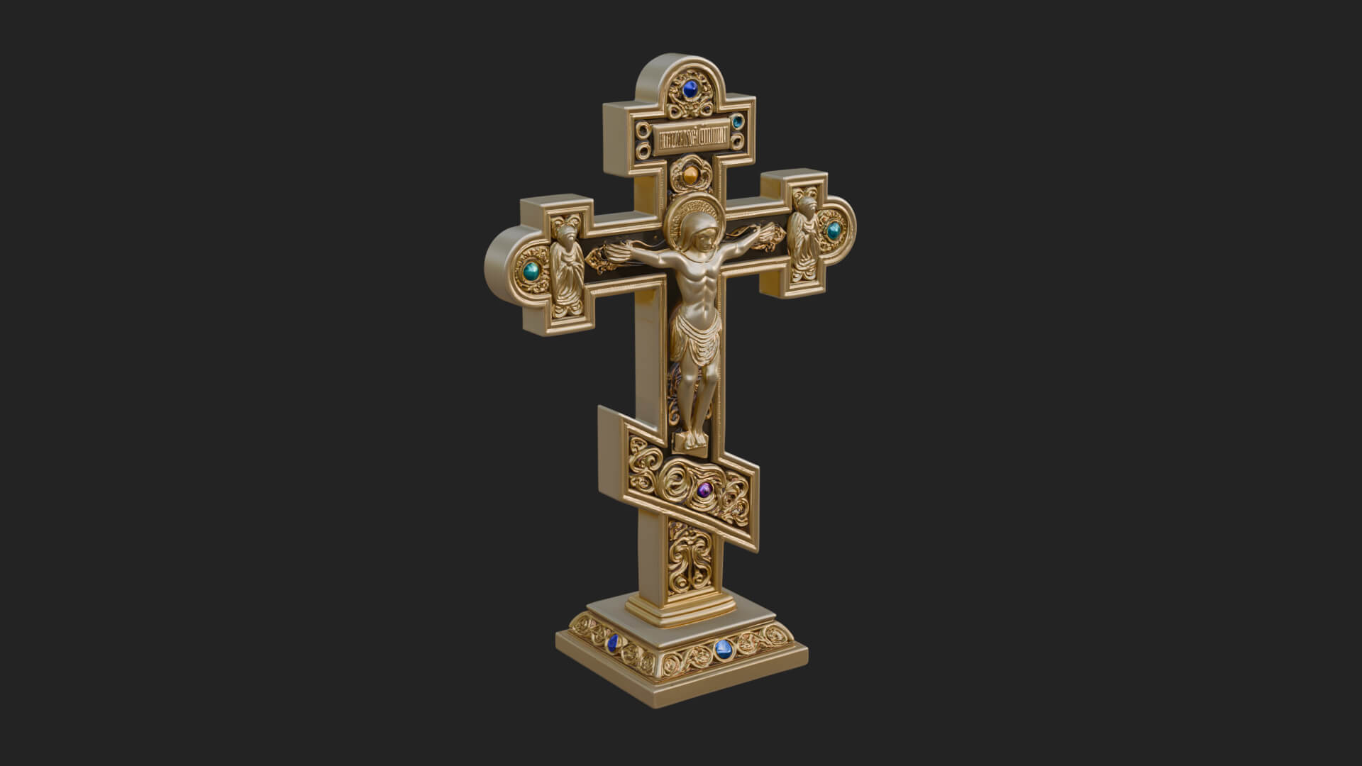Gemmed Crucifix Cross Model Design 40 3D Print Model 3D Model