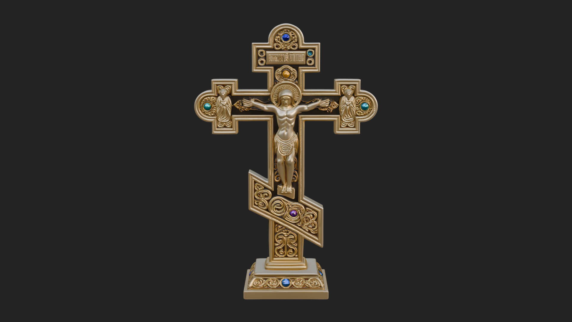 Gemmed Crucifix Cross Model Design 40 3D Print Model 3D Model