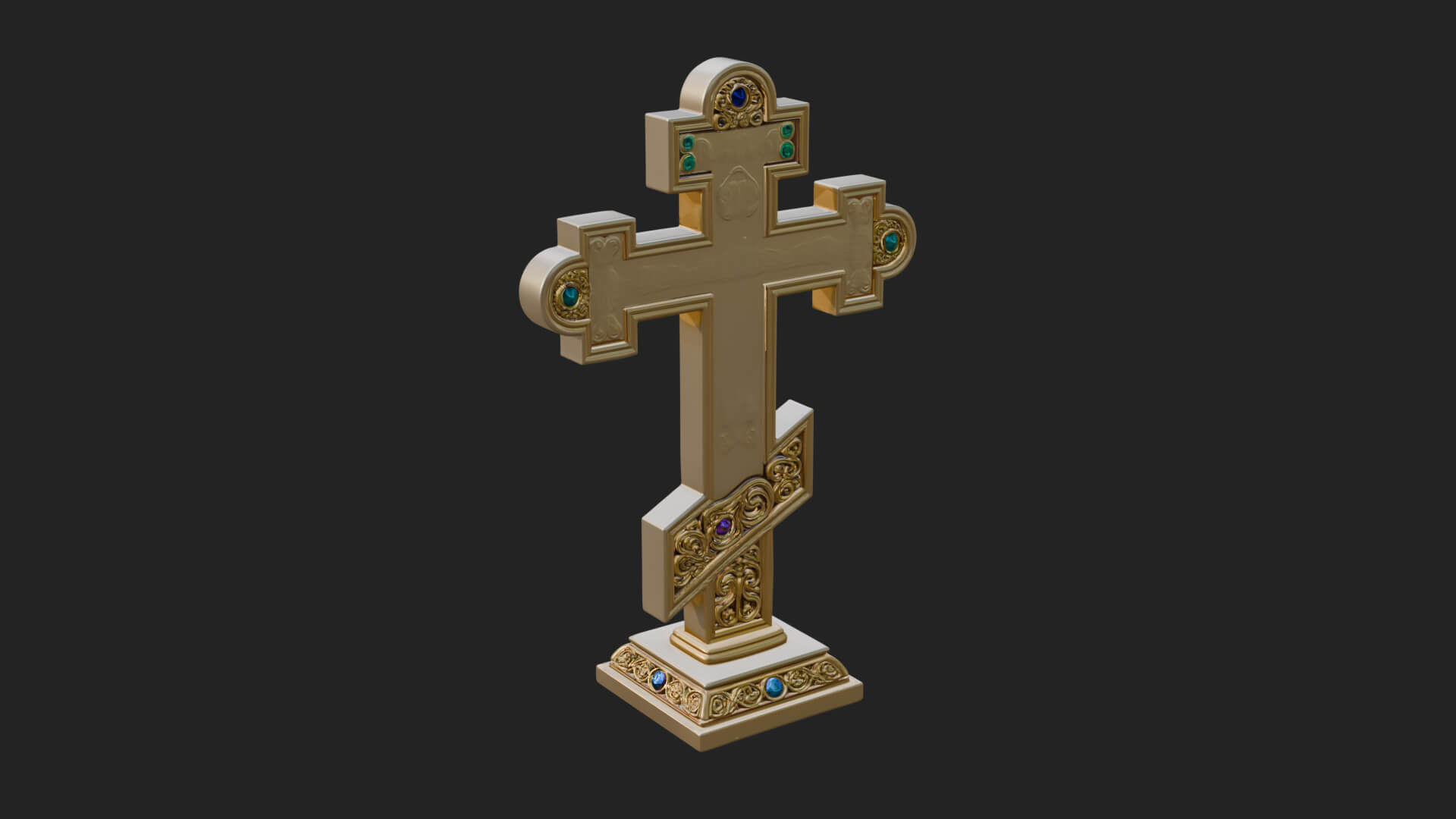 Gemmed Crucifix Cross Model Design 40 3D Print Model 3D Model