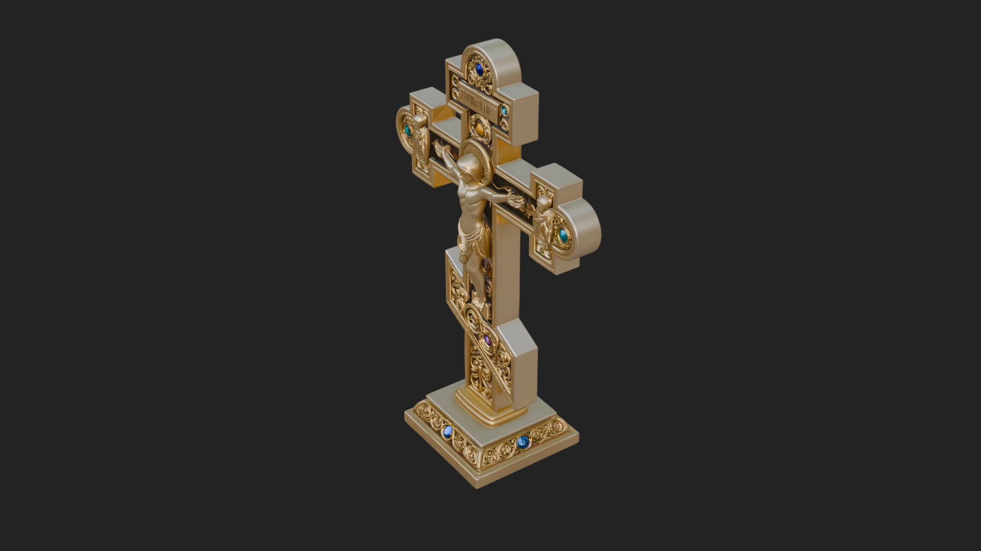 Gemmed Crucifix Cross Model Design 40 3D Print Model 3D Model