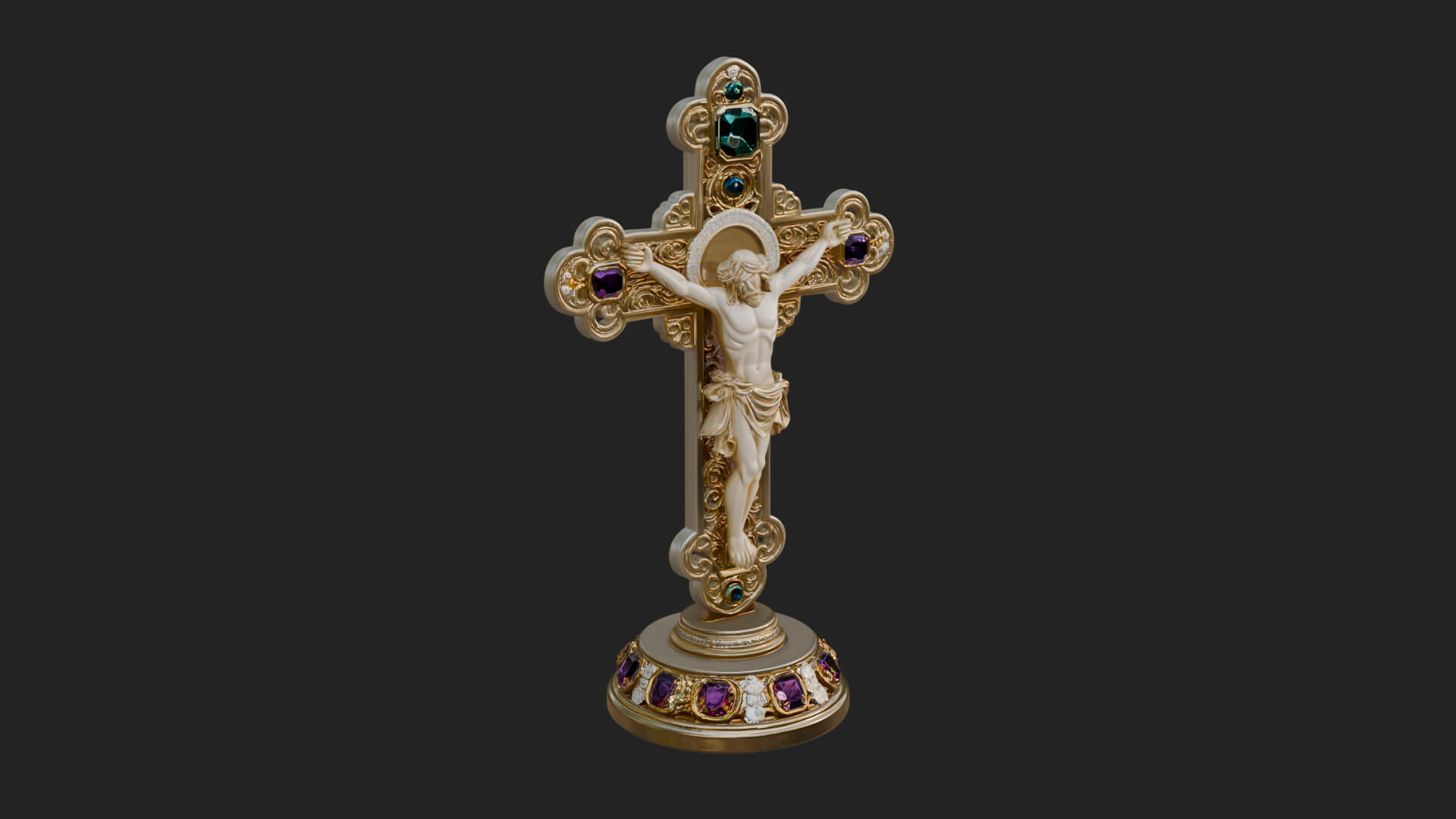 Gemmed Crucifix Cross Model Design 5 3D Print Model 3D Model