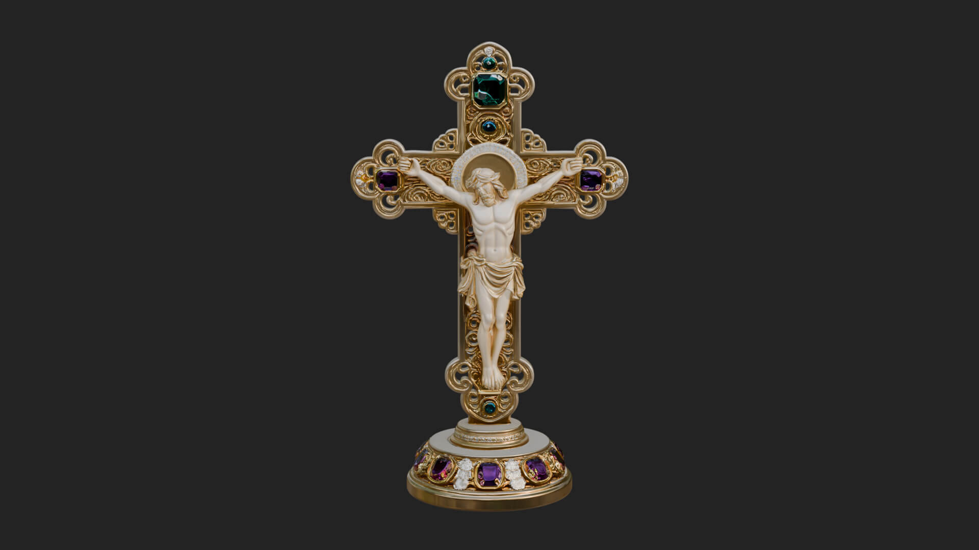Gemmed Crucifix Cross Model Design 5 3D Print Model 3D Model