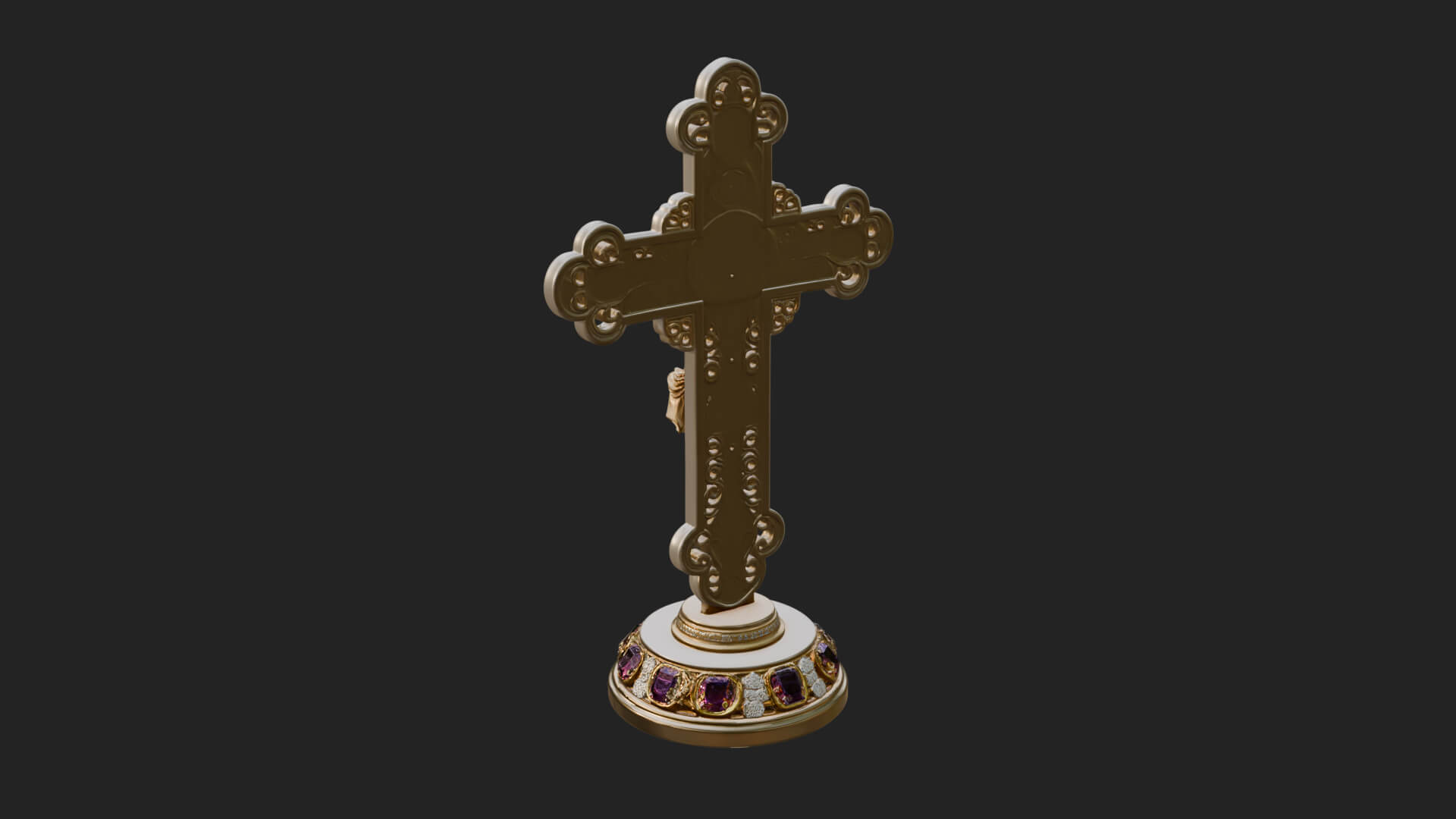 Gemmed Crucifix Cross Model Design 5 3D Print Model 3D Model