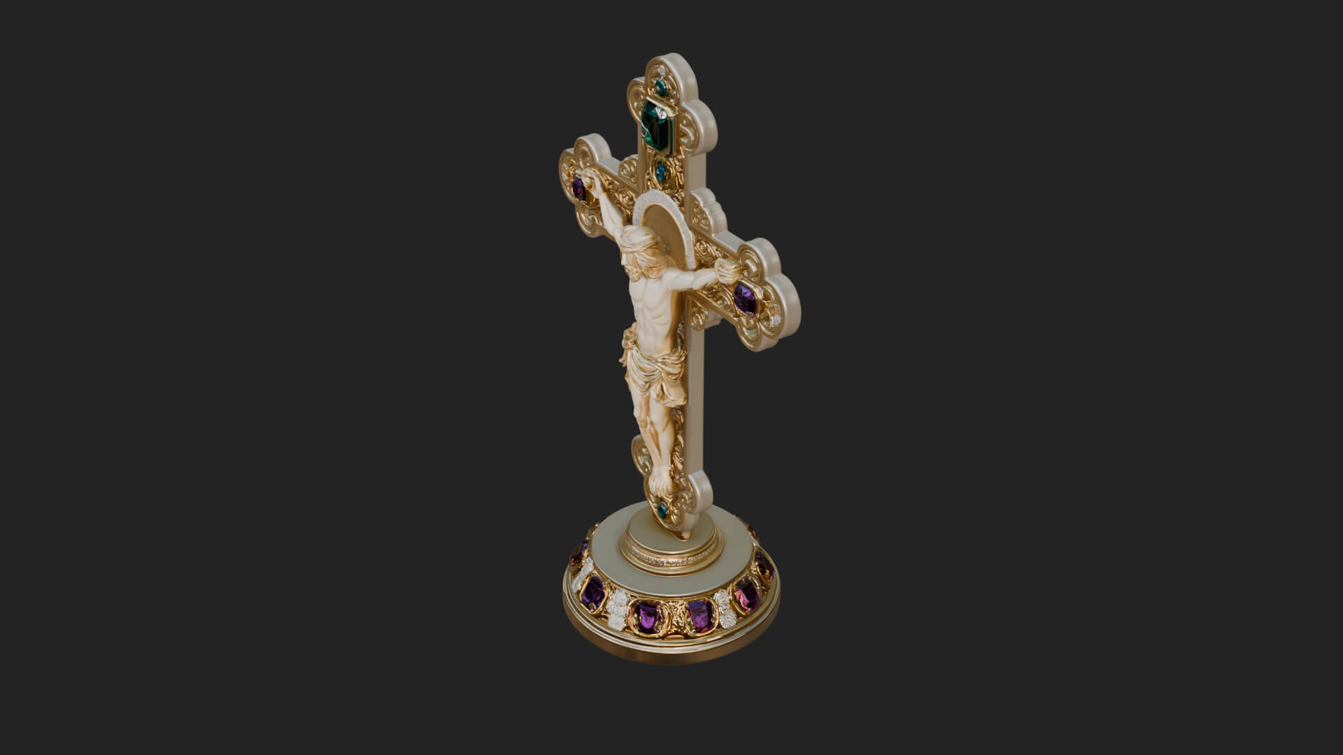 Gemmed Crucifix Cross Model Design 5 3D Print Model 3D Model