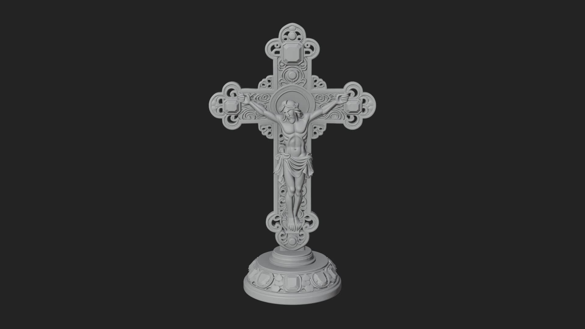 Gemmed Crucifix Cross Model Design 5 3D Print Model 3D Model