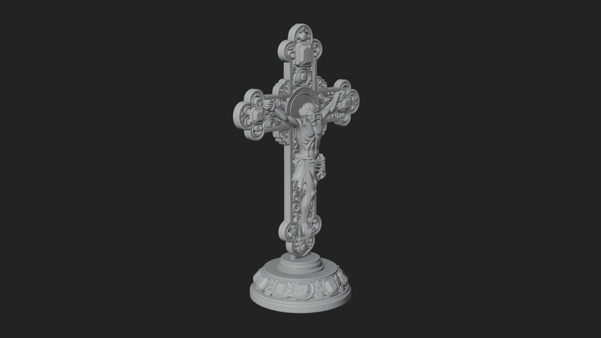 Gemmed Crucifix Cross Model Design 5 3D Print Model 3D Model