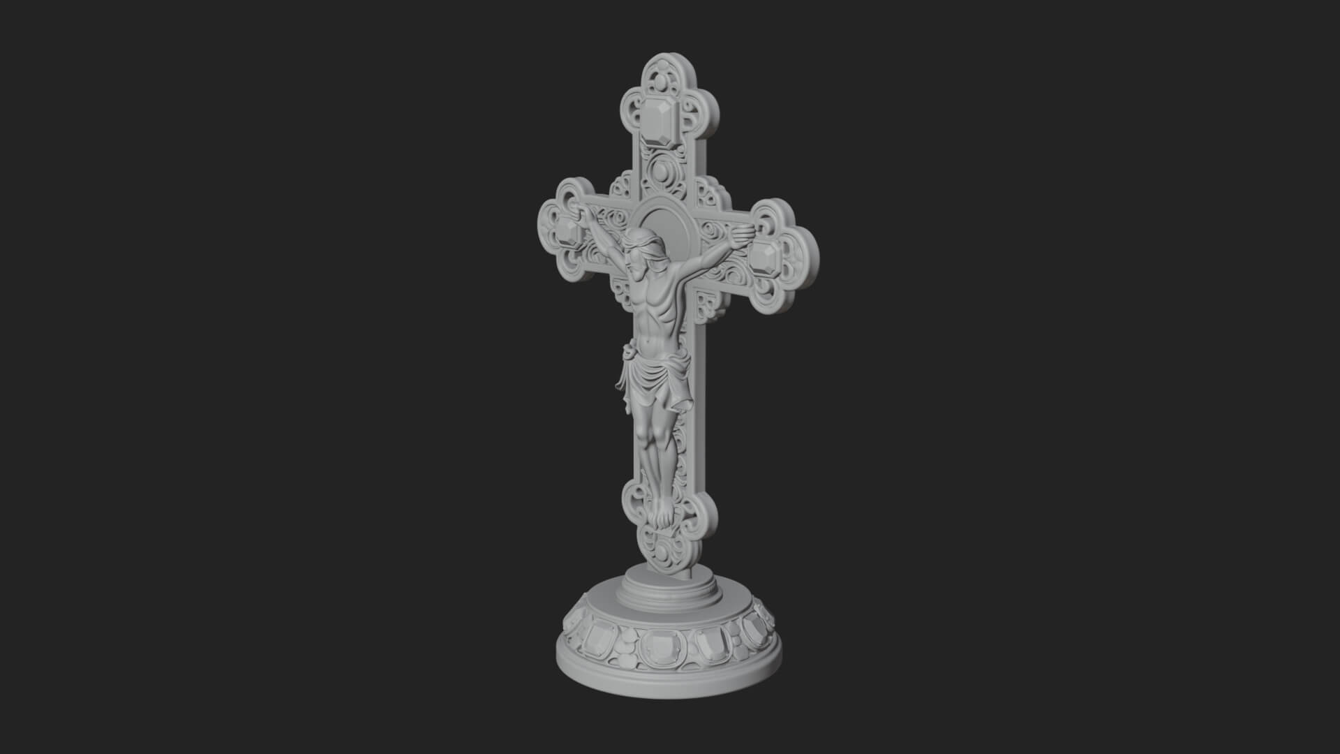 Gemmed Crucifix Cross Model Design 5 3D Print Model 3D Model
