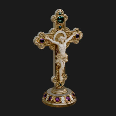 Gemmed Crucifix Cross Model Design 5 3D Print Model