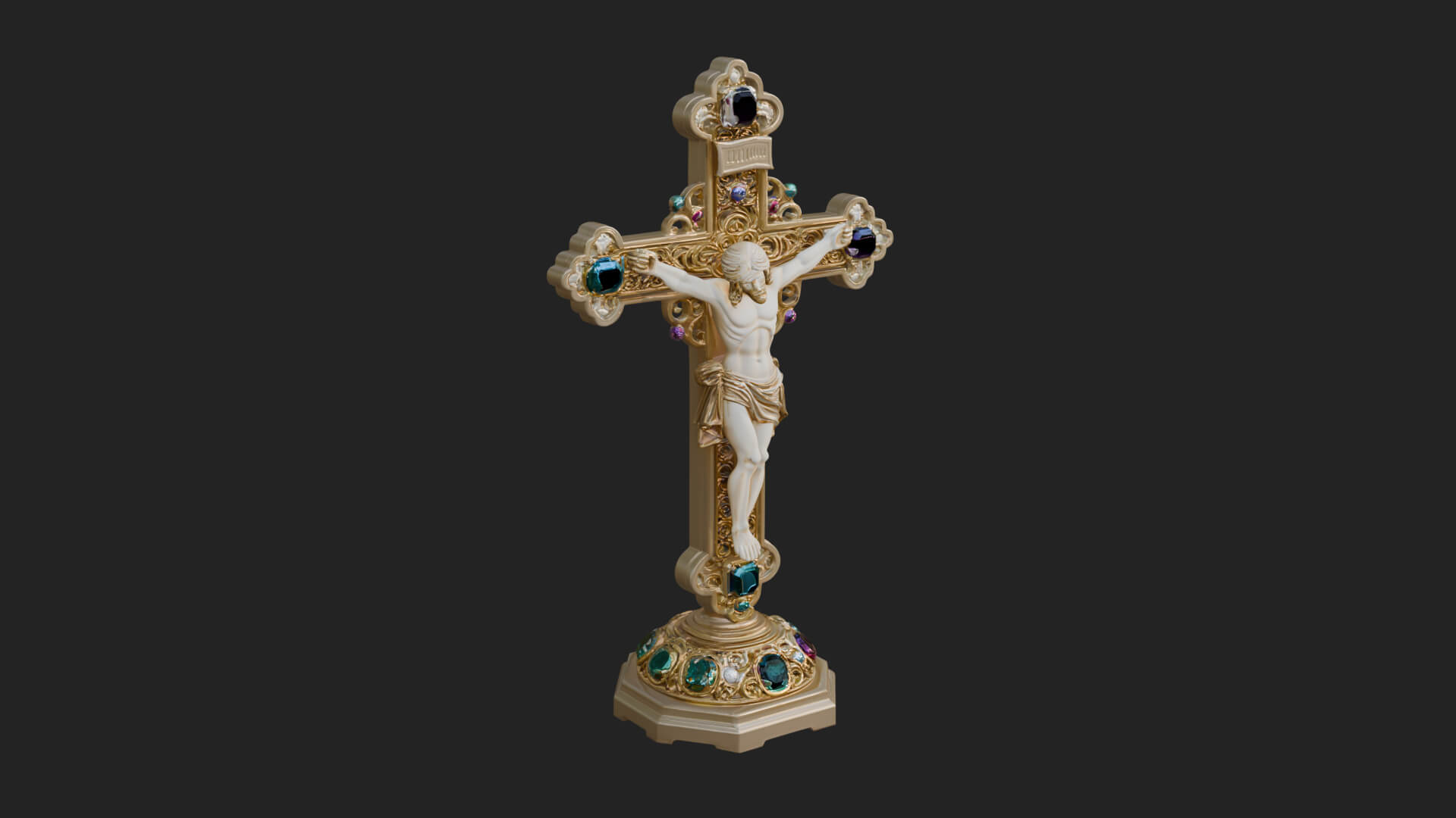 Gemmed Crucifix Cross Model Design 6 3D Print Model 3D Model