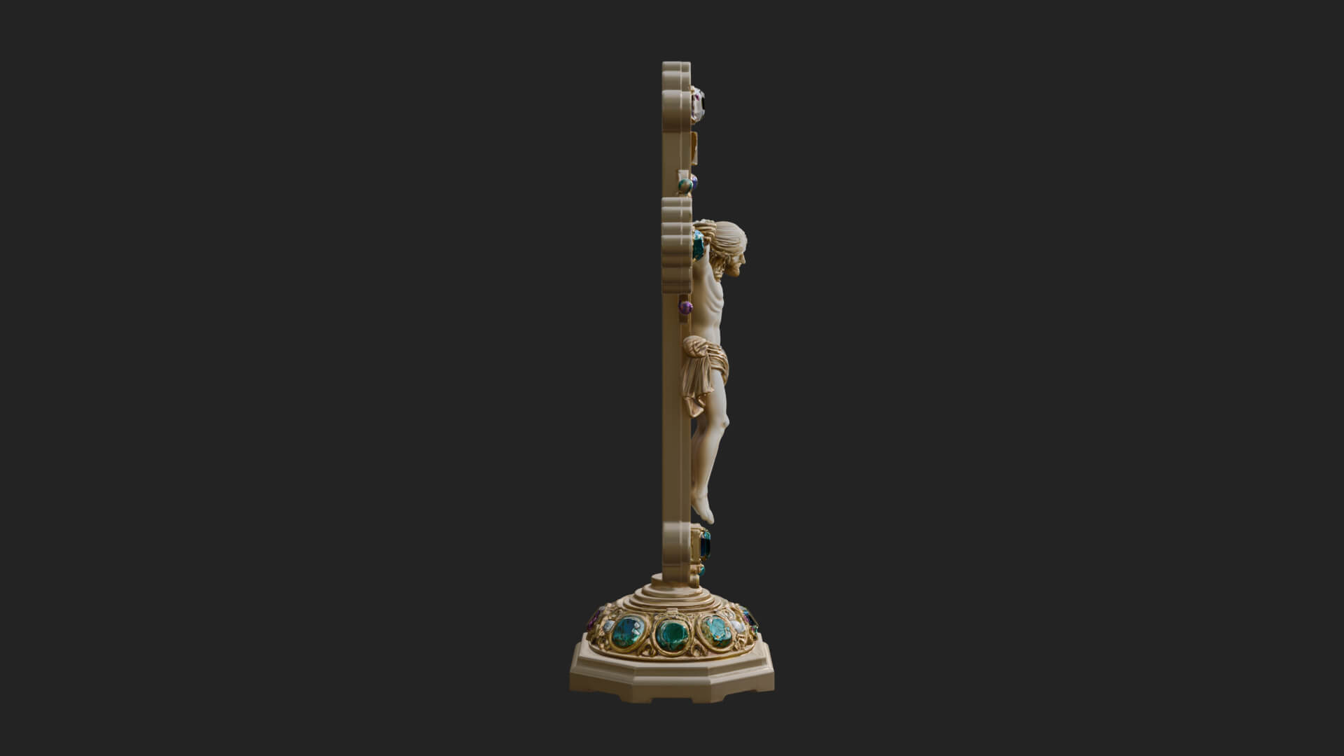 Gemmed Crucifix Cross Model Design 6 3D Print Model 3D Model