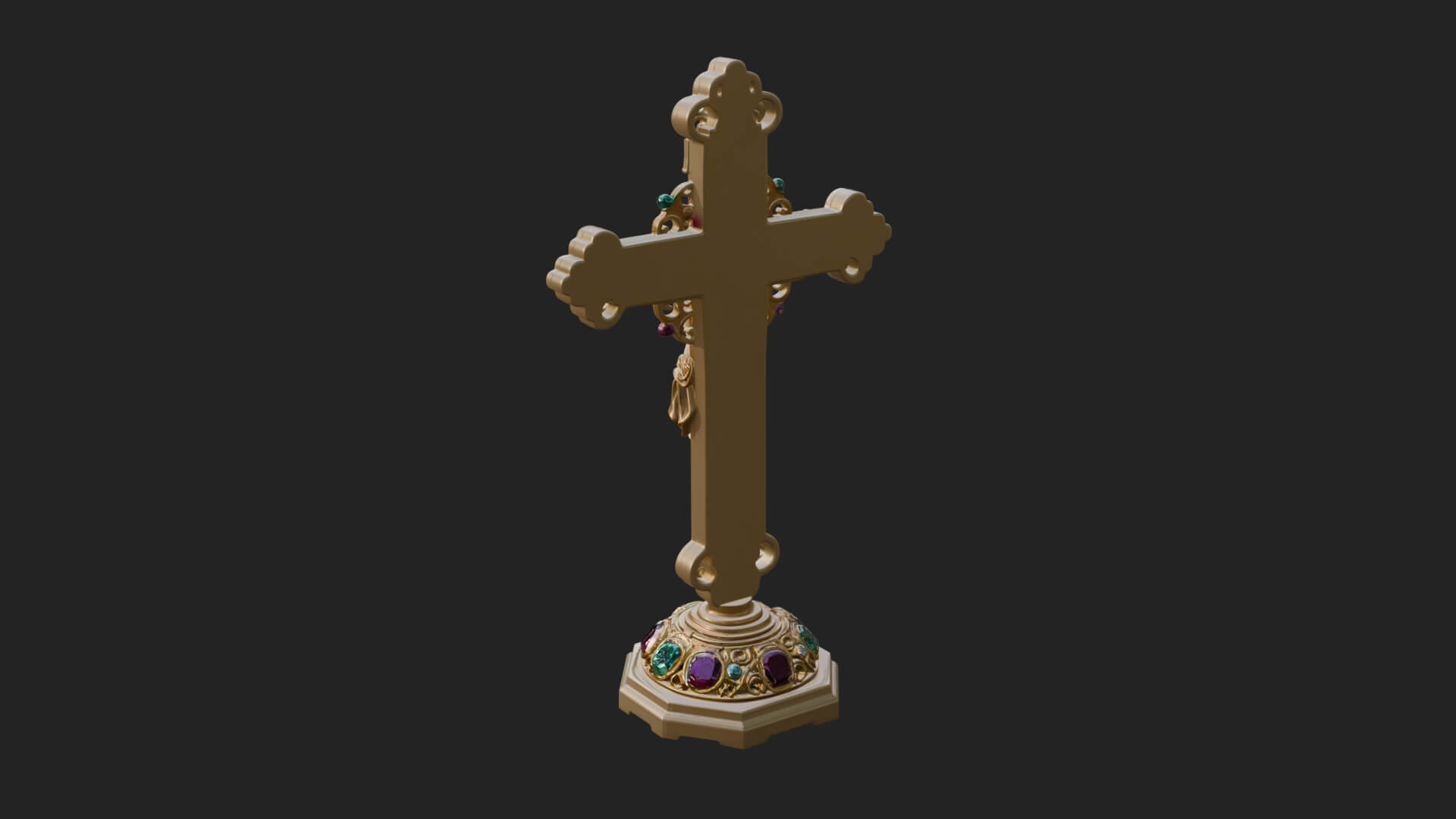 Gemmed Crucifix Cross Model Design 6 3D Print Model 3D Model