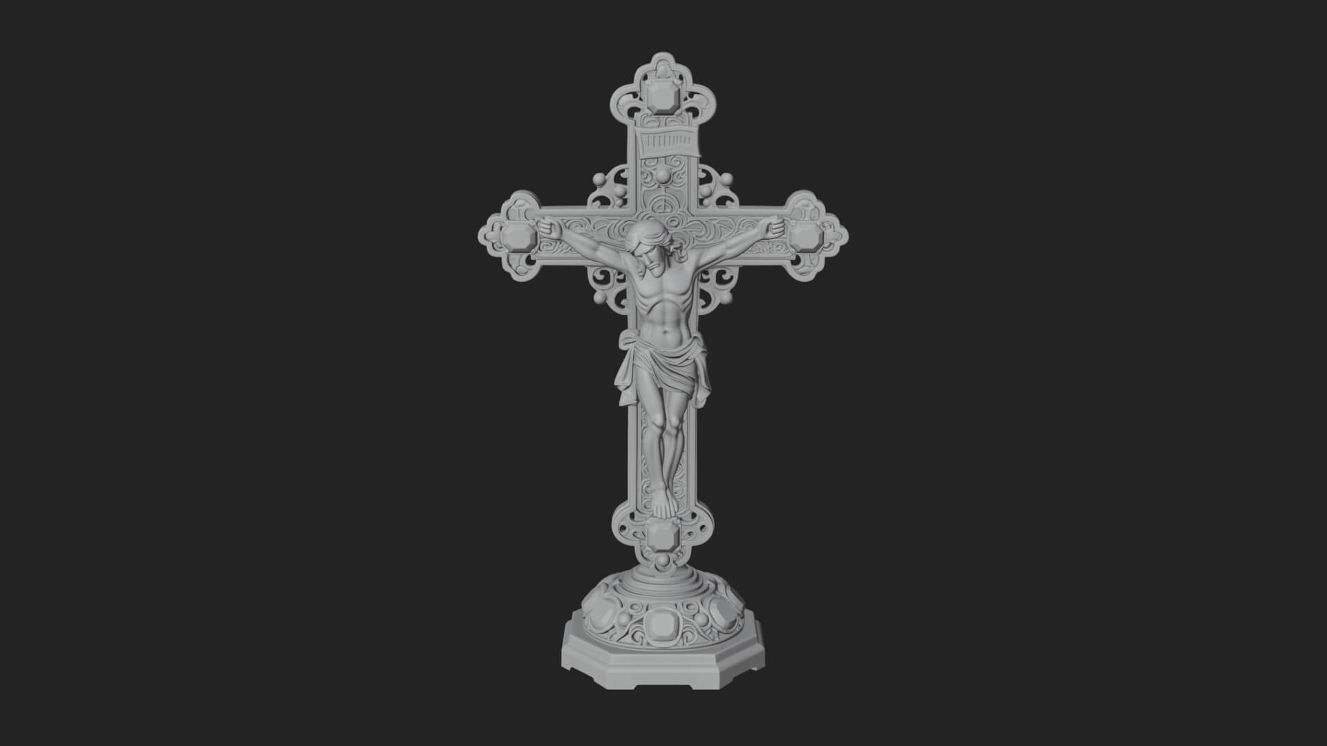 Gemmed Crucifix Cross Model Design 6 3D Print Model 3D Model