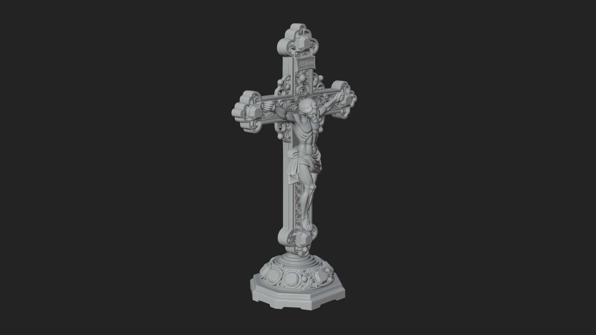 Gemmed Crucifix Cross Model Design 6 3D Print Model 3D Model
