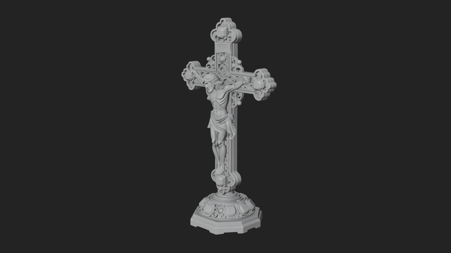Gemmed Crucifix Cross Model Design 6 3D Print Model 3D Model