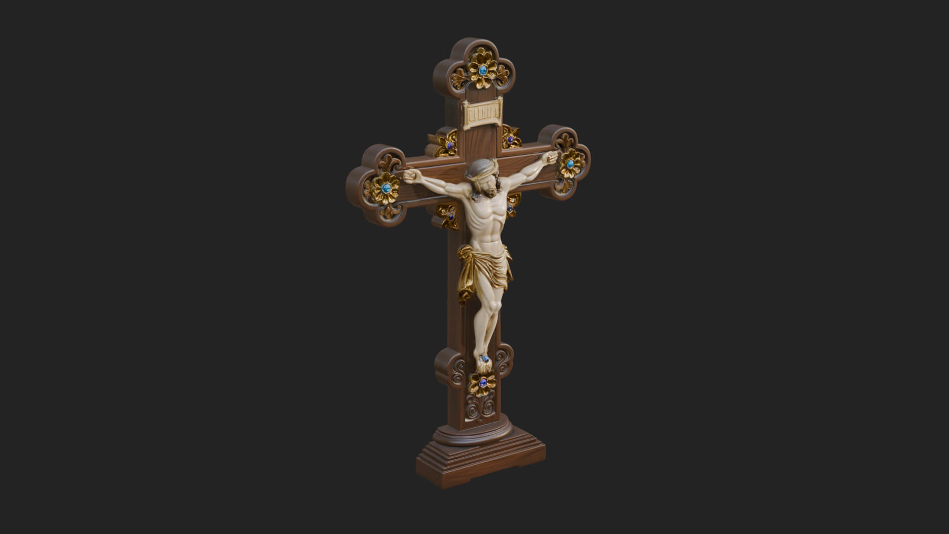 Gemmed Crucifix Cross Model Design 7 3D Print Model 3D Model