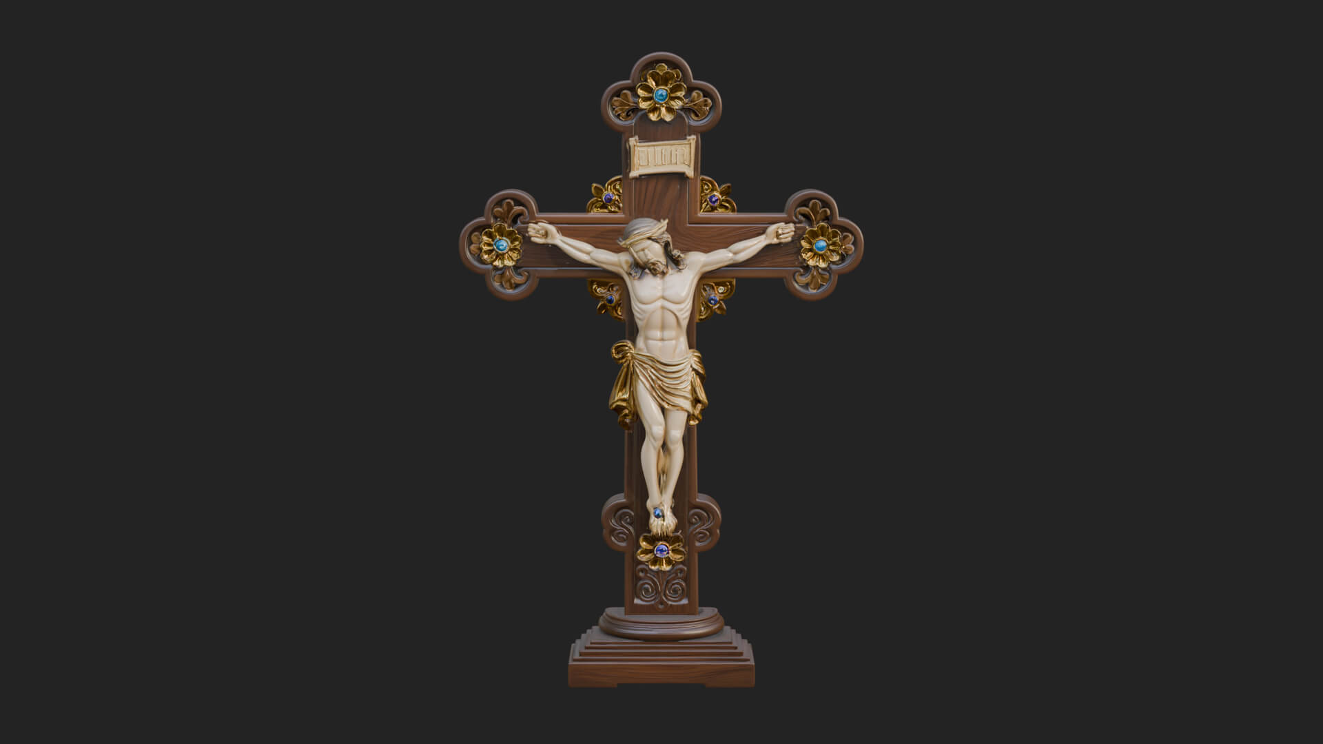 Gemmed Crucifix Cross Model Design 7 3D Print Model 3D Model