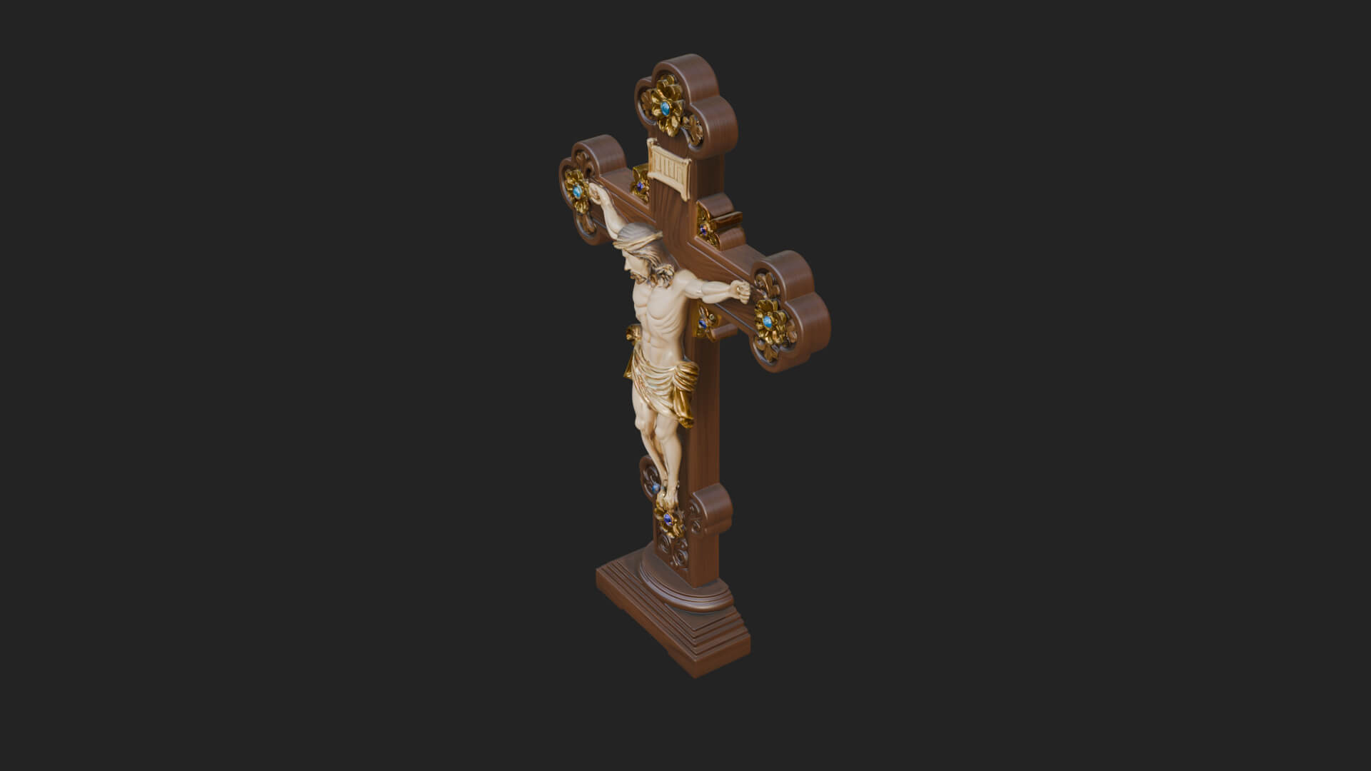 Gemmed Crucifix Cross Model Design 7 3D Print Model 3D Model