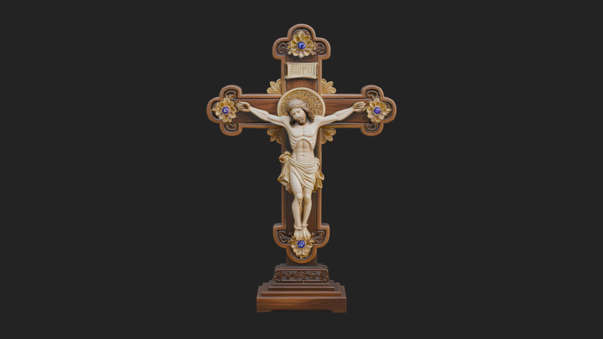 Gemmed Crucifix Cross Model Design 8 3D Print Model 3D Model