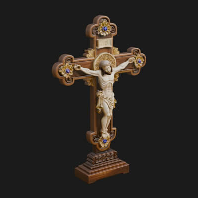 Gemmed Crucifix Cross Model Design 8 3D Print Model