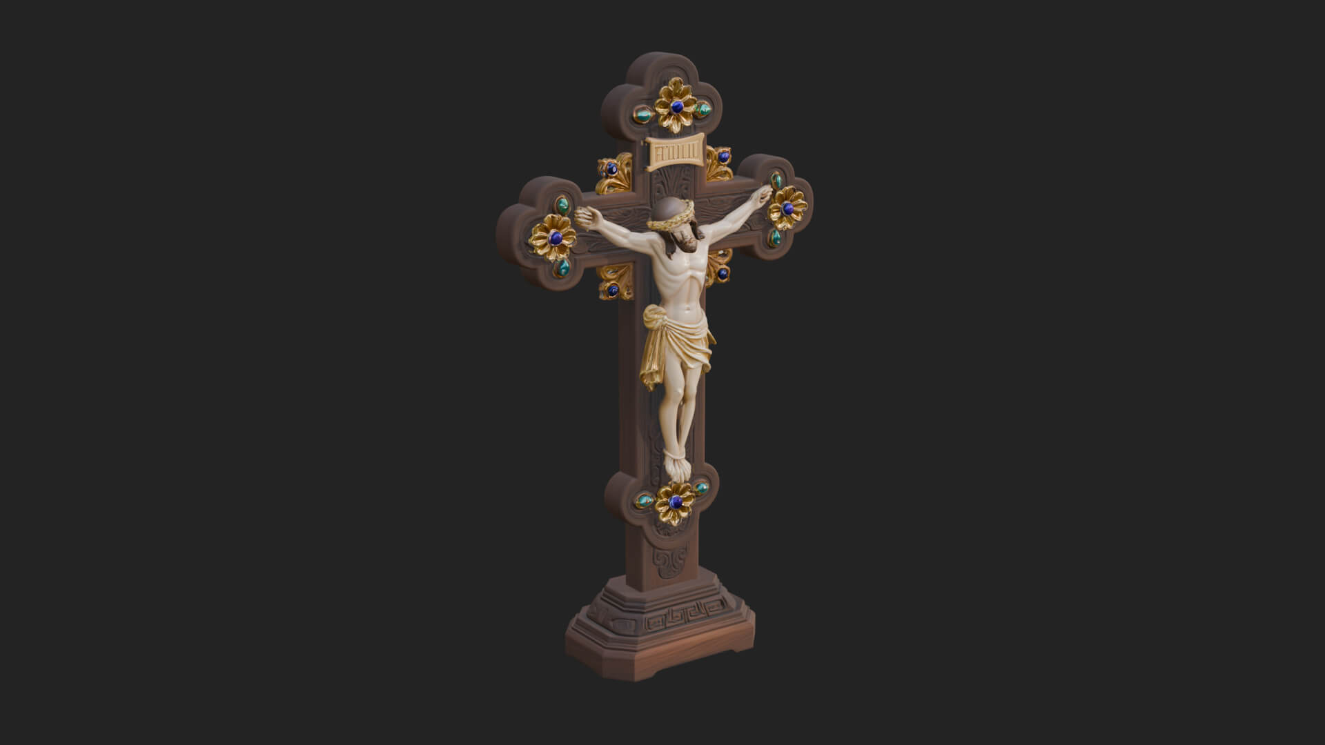 Gemmed Crucifix Cross Model Design 9 3D Print Model 3D Model