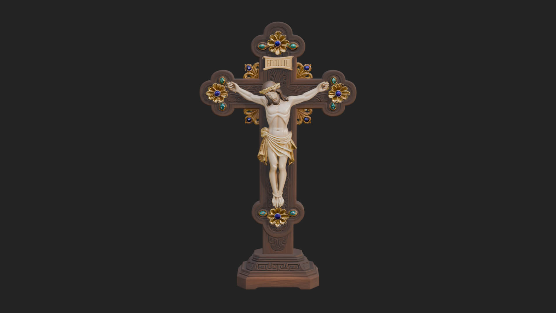 Gemmed Crucifix Cross Model Design 9 3D Print Model 3D Model