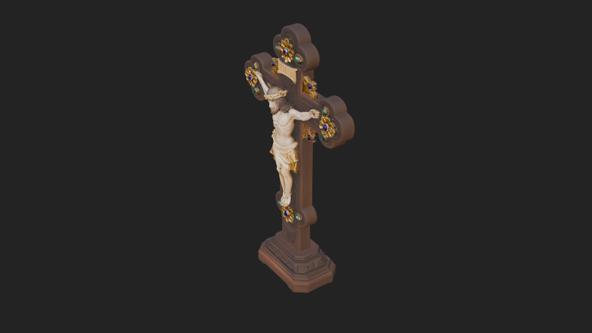 Gemmed Crucifix Cross Model Design 9 3D Print Model 3D Model