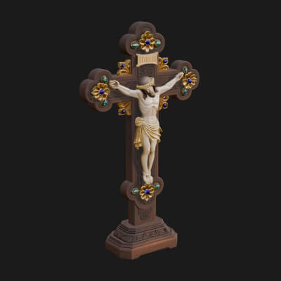 Gemmed Crucifix Cross Model Design 9 3D Print Model