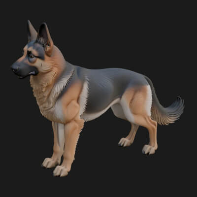 German Shepherd Dog Statue Design 5 3D Print Model