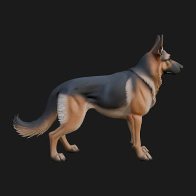 German Shepherd Dog Statue Design 6 3D Print Model