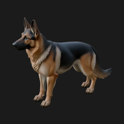 German Shepherd Dog Statue Design 7 3D Print Model