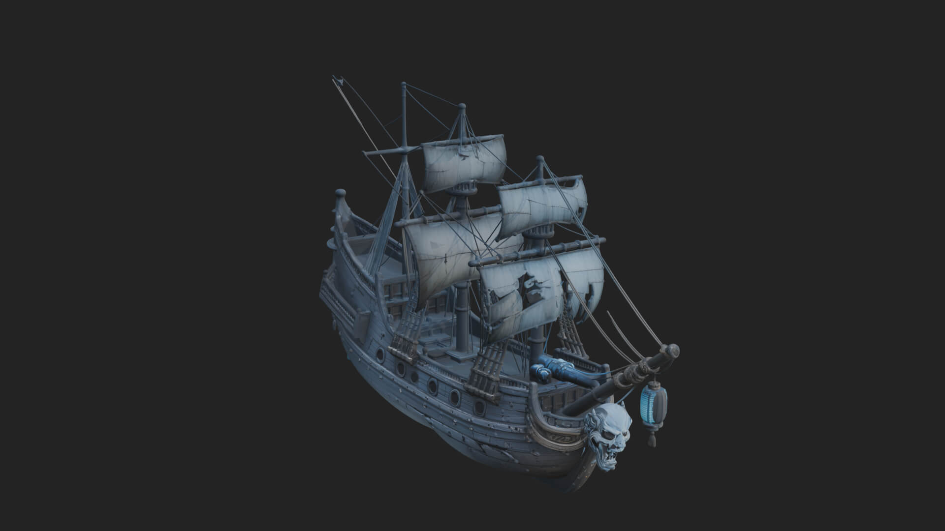 Ghostly Pirate Ship Model Design 1 3D Print Model 3D Model