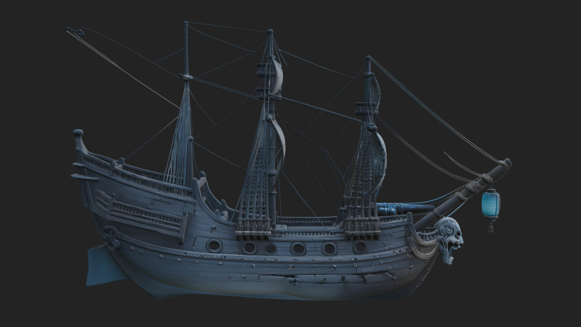 Ghostly Pirate Ship Model Design 1 3D Print Model 3D Model