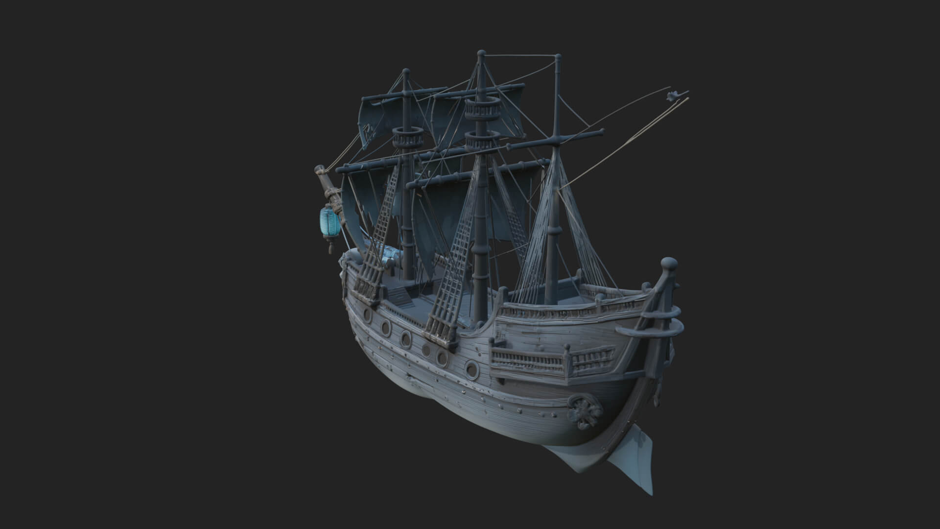 Ghostly Pirate Ship Model Design 1 3D Print Model 3D Model